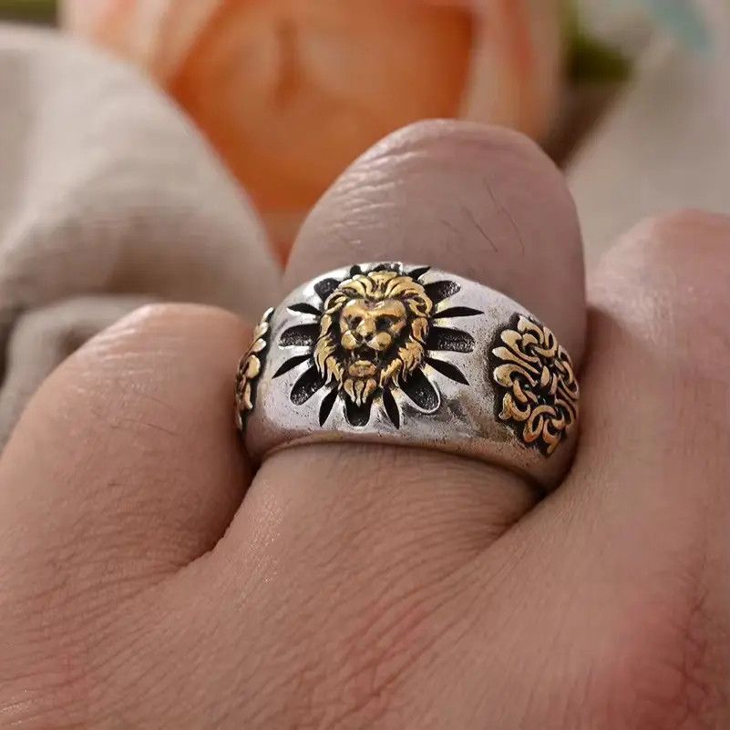 Jewelry × Vintage Vintage Lion Animal Design Thai Silver Ring Size ONE SIZE - 6 Thumbnail