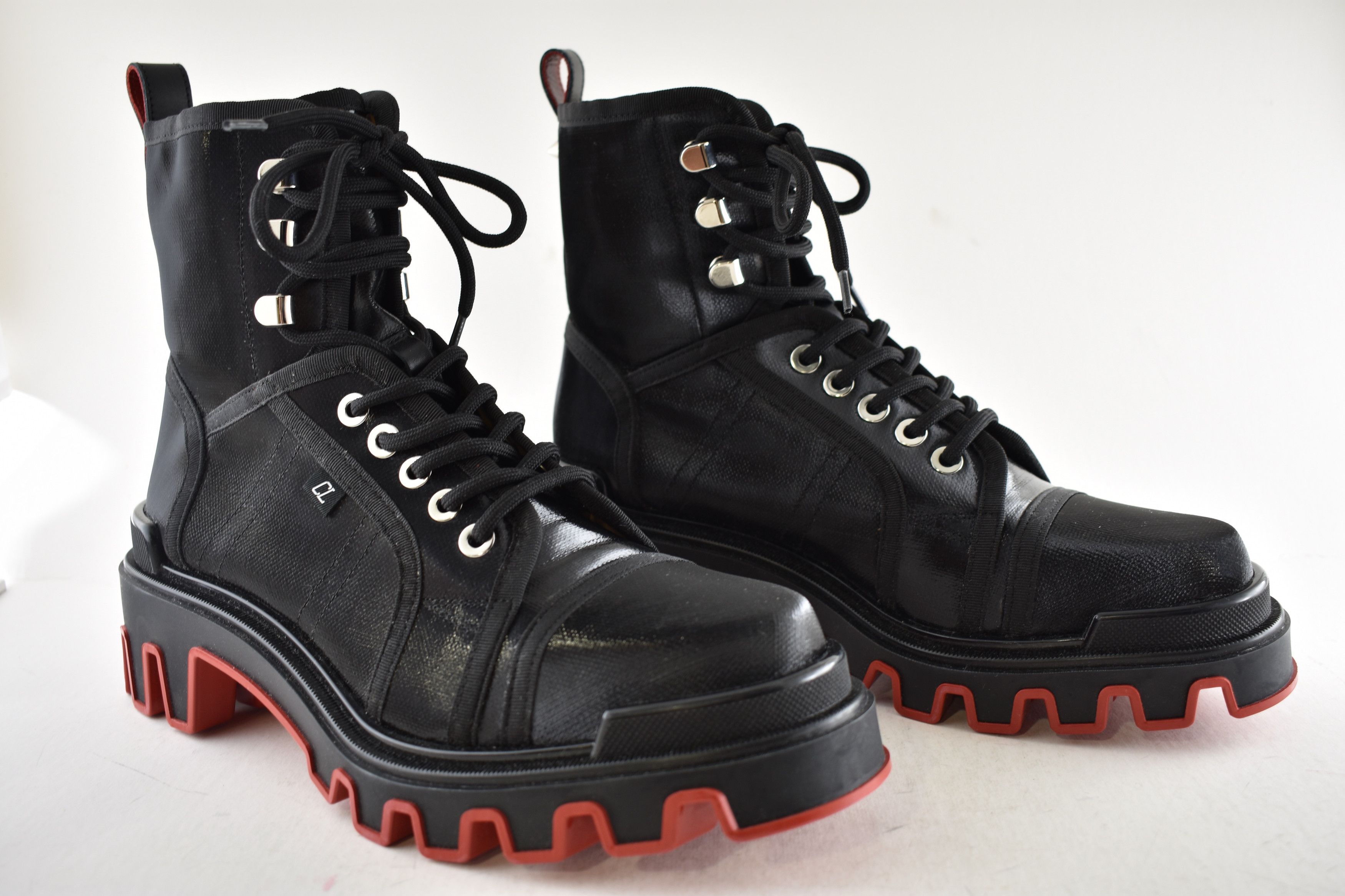 Christian Louboutin Mens Panaroot Dune Flat Black Combat Lace Up Boot 43.5 10.5 Size US 10.5 / EU 43-44 - 7 Thumbnail