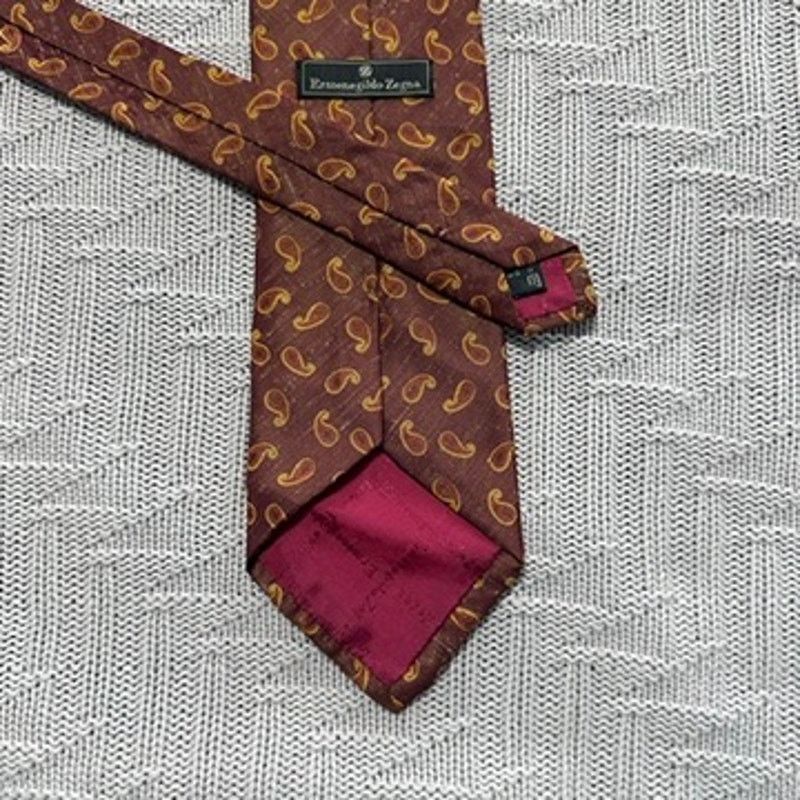 Ermenegildo Zegna Ermenegildo Zegna brown paisley silk tie Size ONE SIZE - 3 Thumbnail