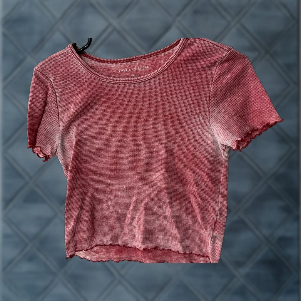 American Eagle Outfitters American Eagle Outfitters Women's Short Sleeve V-Neck T-Shirt M Pink Striped Casual Classic Size M / US 6-8 / IT 42-44 - 1 Thumbnail