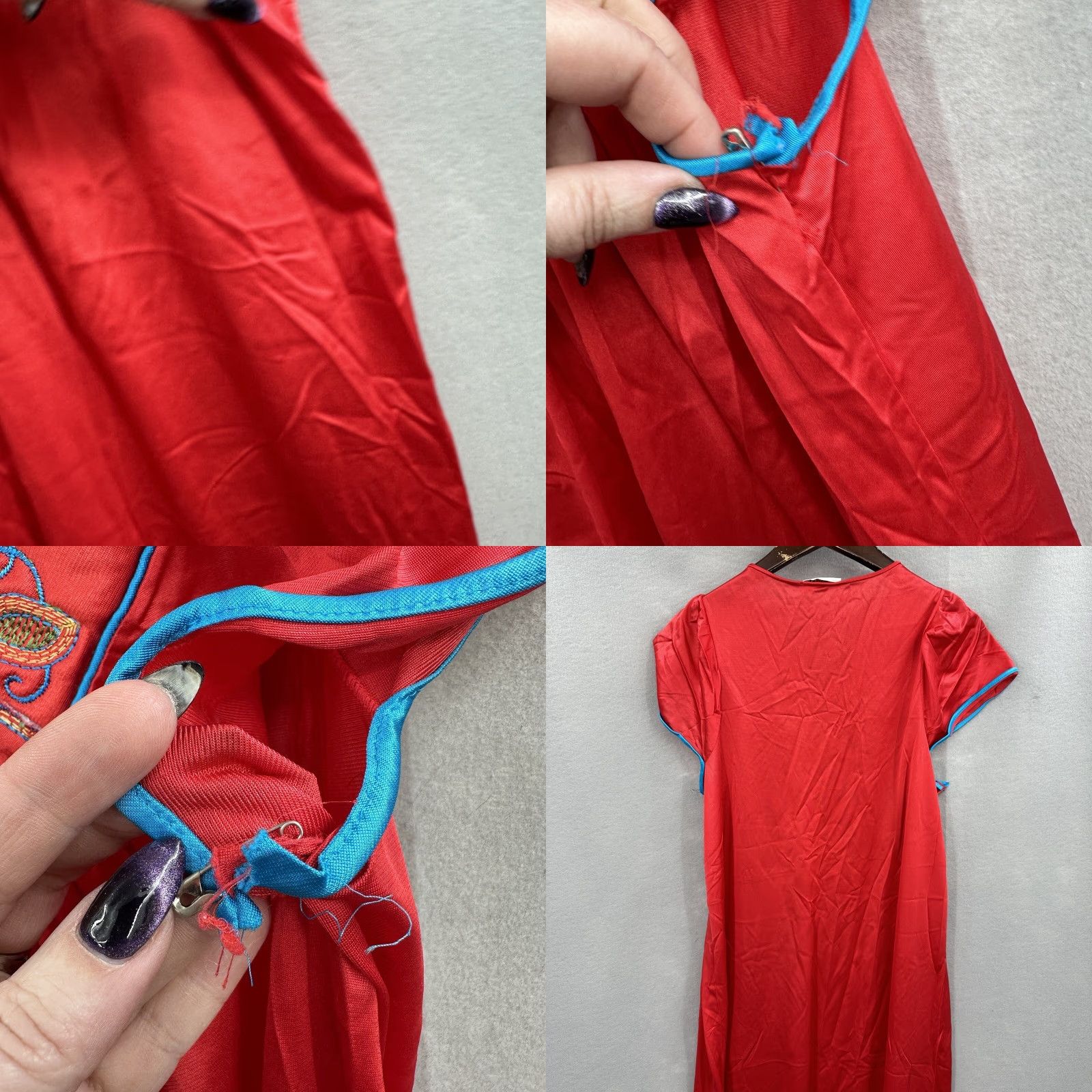 Vintage VINTAGE Vanity Fair Nightgown Womens Medium Slip Nylon Red Embroider Sissy READ Size ONE SIZE - 8 Thumbnail