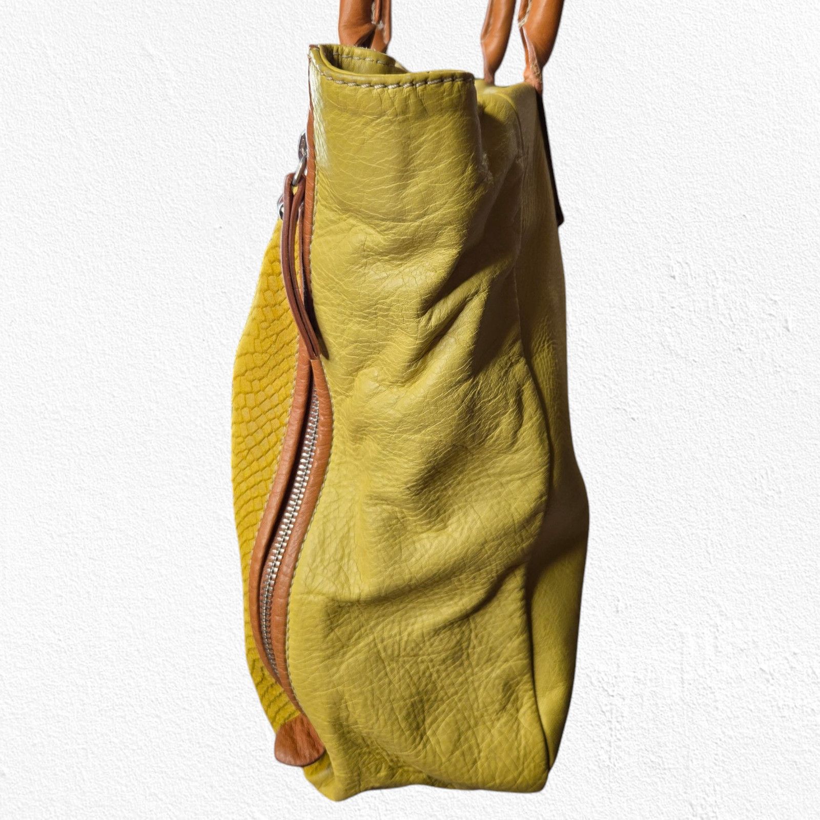 Other Innue Yellow Tan Suede Snake Print Leather Tote Bag Size ONE SIZE - 4 Thumbnail