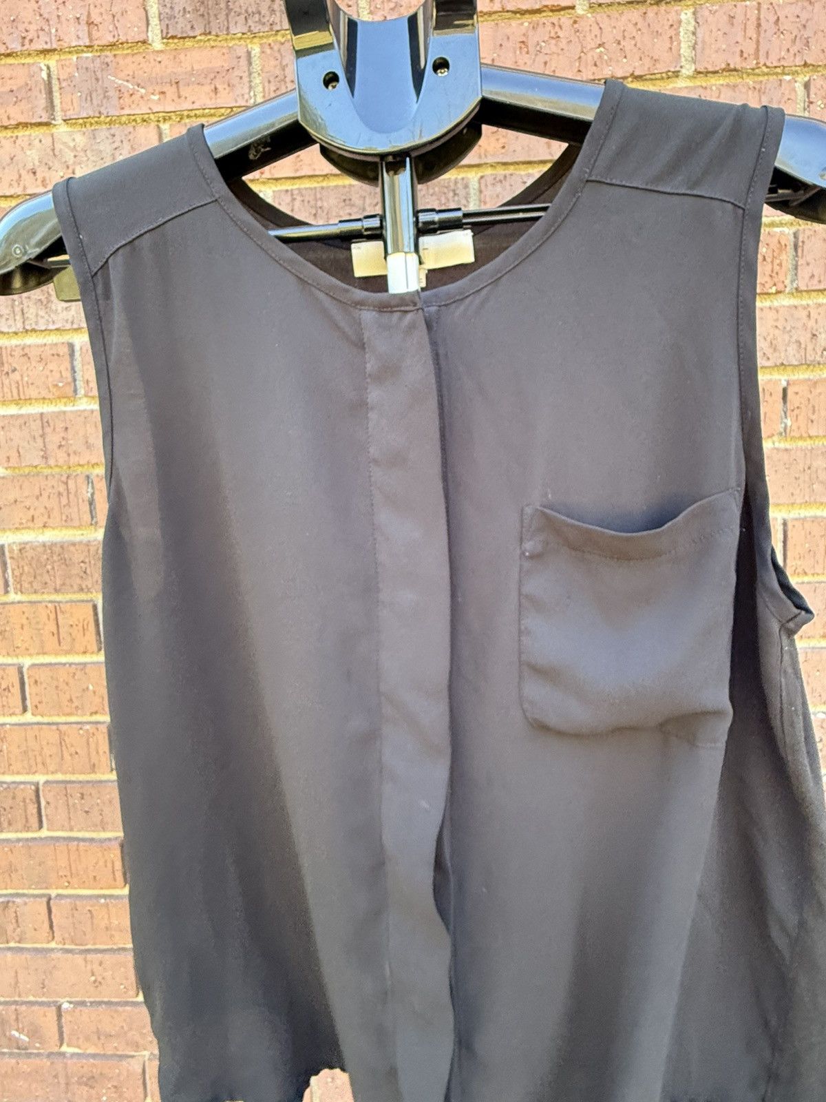Loft Ann Taylor Loft Black Semi Sheer Chiffon Sleeveless Top Size L / US 10 / IT 46 - 3 Thumbnail
