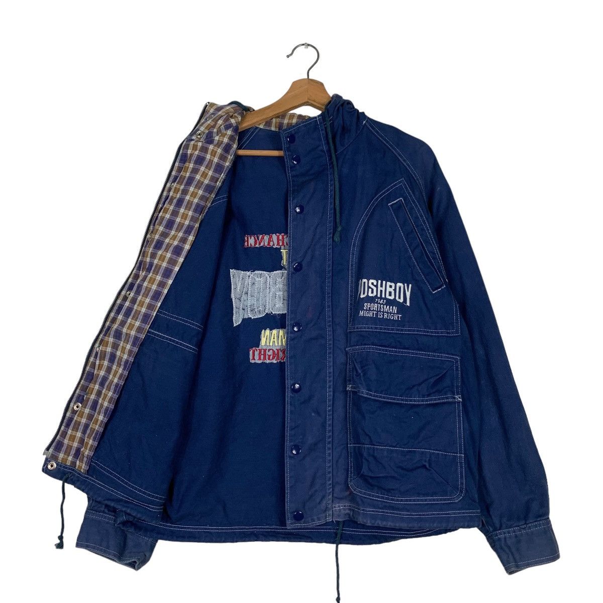 Japanese Brand POSH BOY Big Logo Hooded Chore Jacket #0579-C26 Size US L / EU 52-54 / 3 - 12 Thumbnail