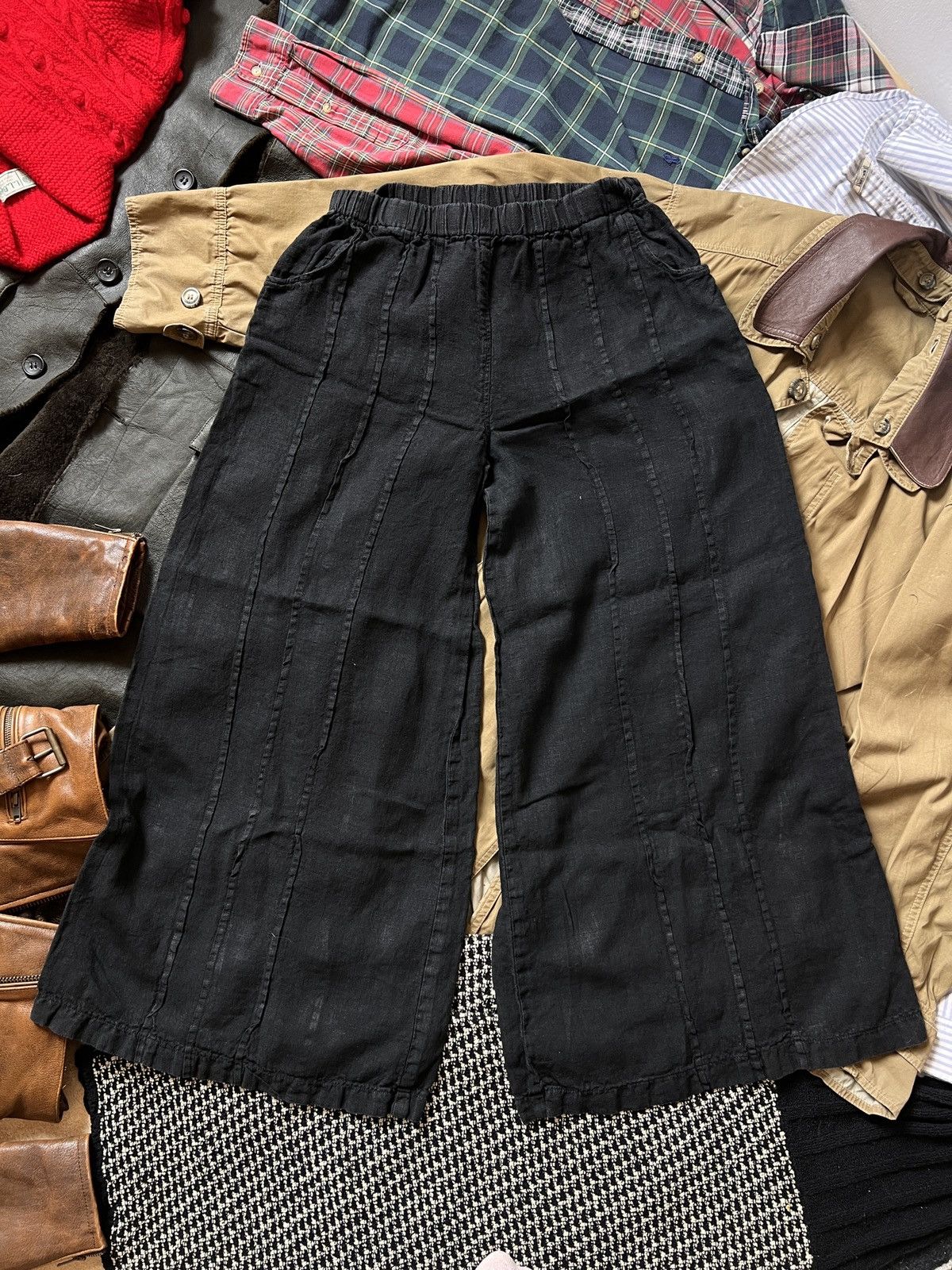 Other Black Wide-Leg Baggy Cotton Womans Pants Hippie Avant-Garde Size 27" / US 4 / IT 40 - 1 Thumbnail