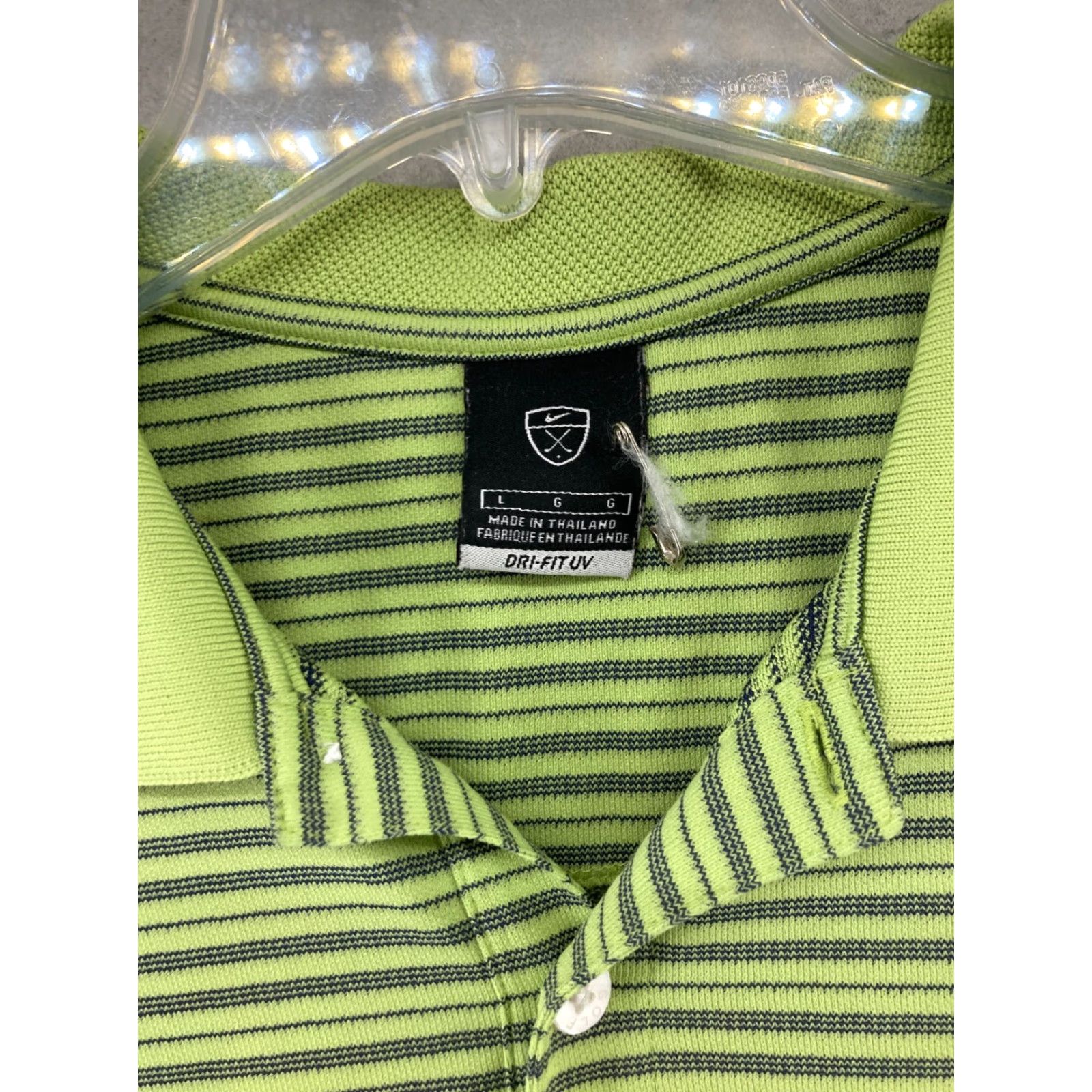 Nike Nike Dri-FIT Polo Shirt Mens Large Green Striped Polo Golf Shirt Size US L / EU 52-54 / 3 - 5 Thumbnail