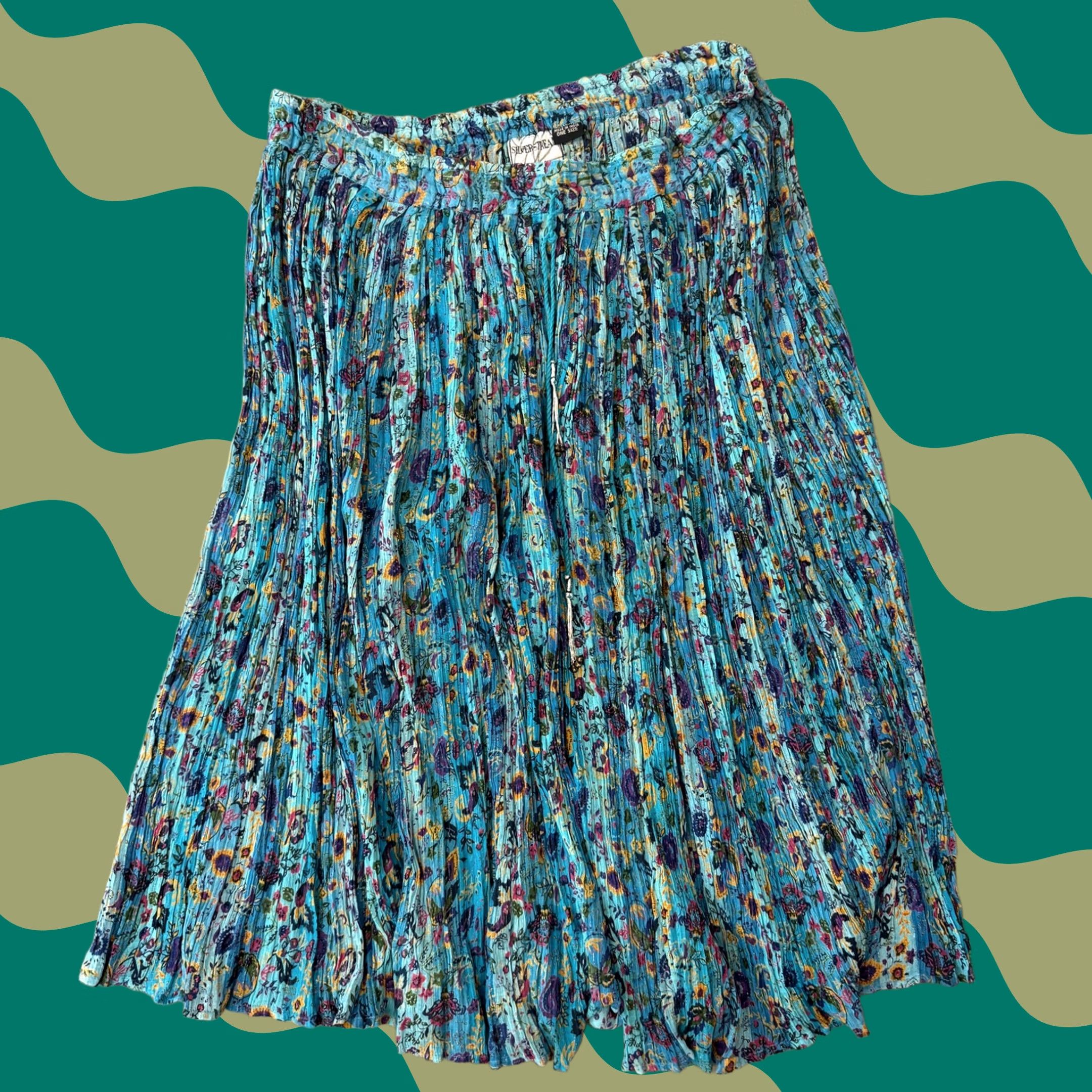 Vintage VINTAGE Y2K Cottagecore Fairy Floral Blue Wimsical Metallic Tier Midi Skirt L Skirt Women Reg Flare Midi Blue Womens L Size 36" / US 14 / IT 50 - 1 Thumbnail