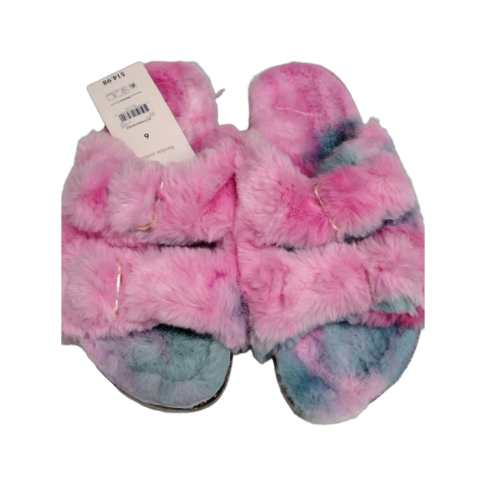 Vintage VINTAGE Secret Treasures Women's Tie Dye Faux Fur Double Buckle Sandals Size 6 Size US 6 / IT 36 - 1 Thumbnail