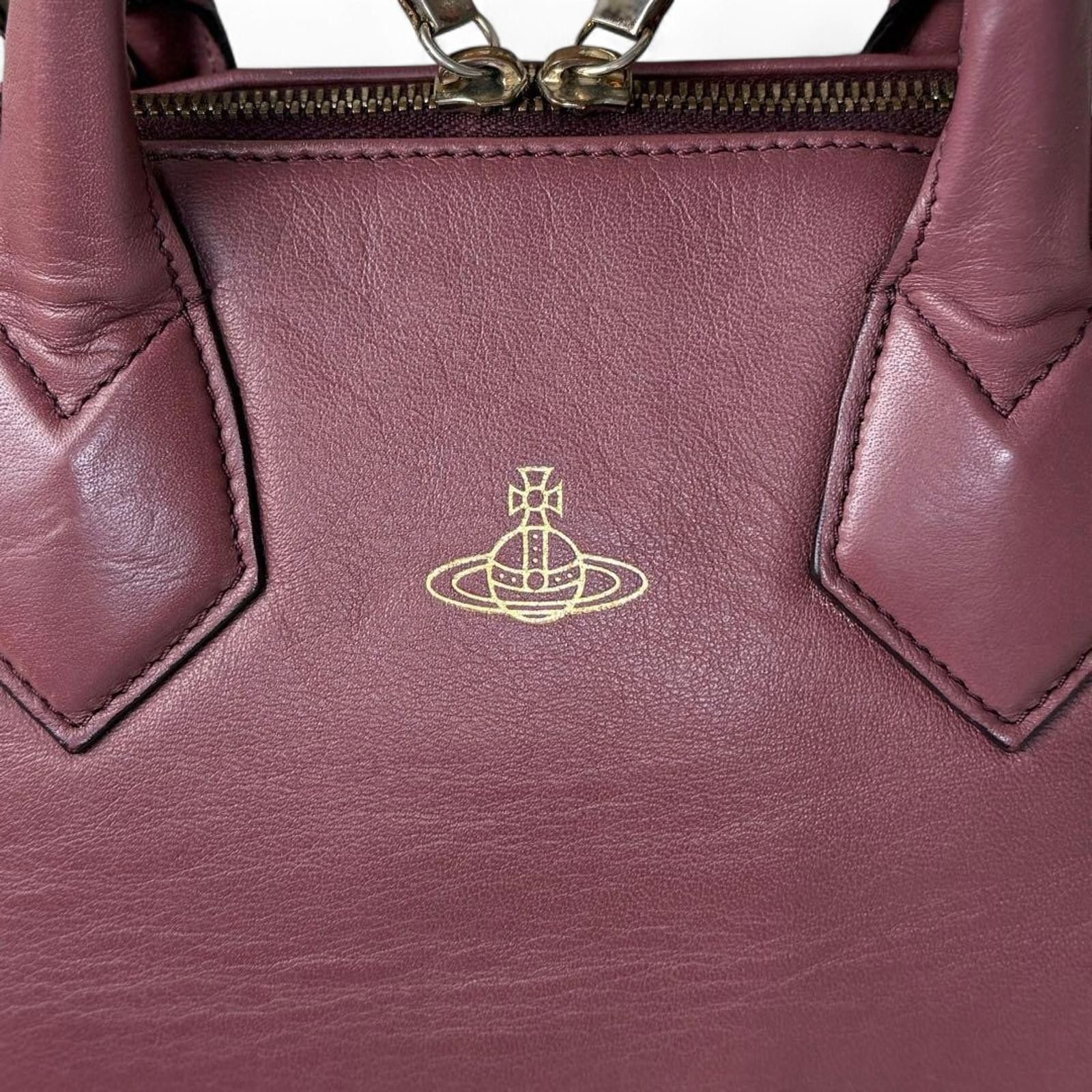 Vivienne Westwood Vivienne Westwood - Burgundy Leather Handbag with Dual Top-3 Size ONE SIZE - 5 Thumbnail
