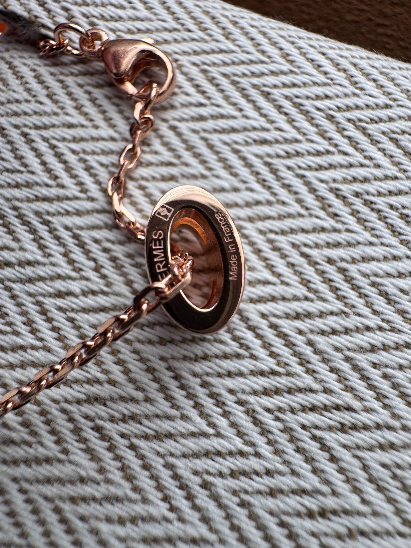 Hermes HERMES Mini Pop H Necklace Apricot Pink Rose Gold Tone Size ONE SIZE - 3 Thumbnail
