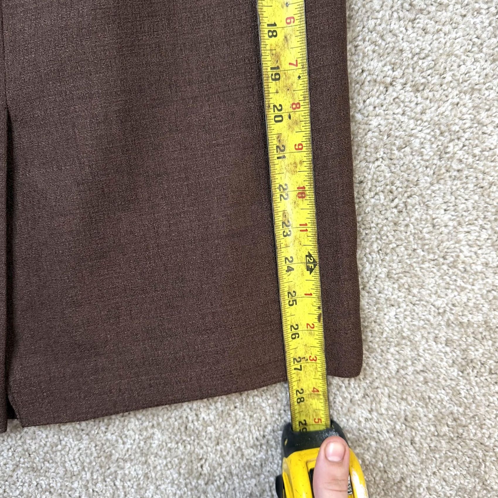 Vintage VINTAGE Le Suit Skirt Womens 10 Brown Twill Pencil Midi Lined Back Slit Office Size 32" / US 10 / IT 46 - 7 Thumbnail