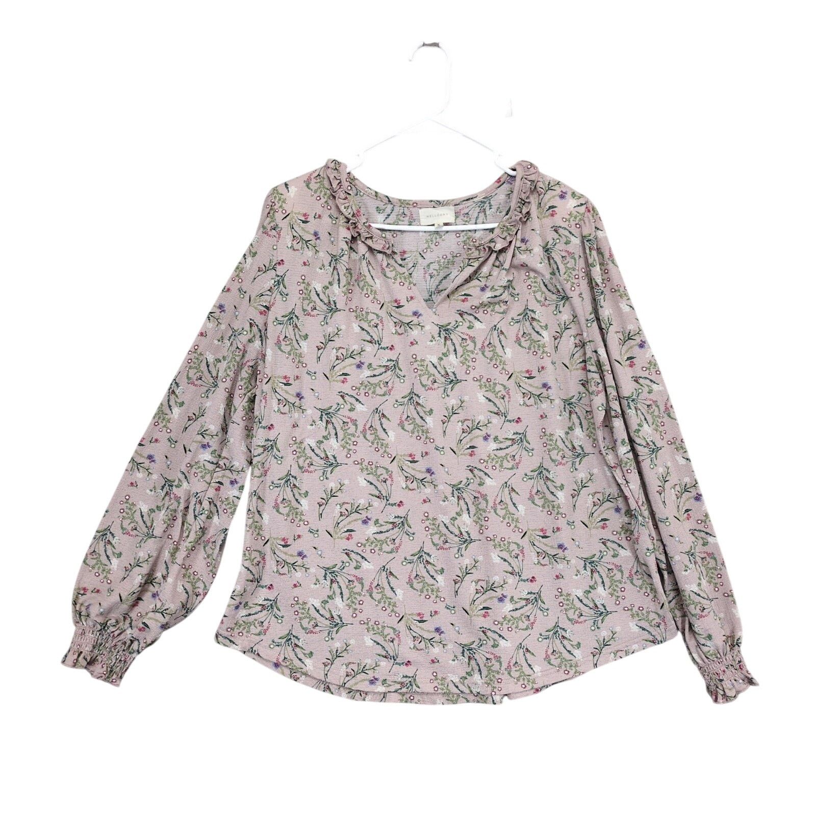 Other Melloday Women's XL Pink Floral Puff Sleeve Blouse Size XL / US 12-14 / IT 48-50 - 1 Thumbnail