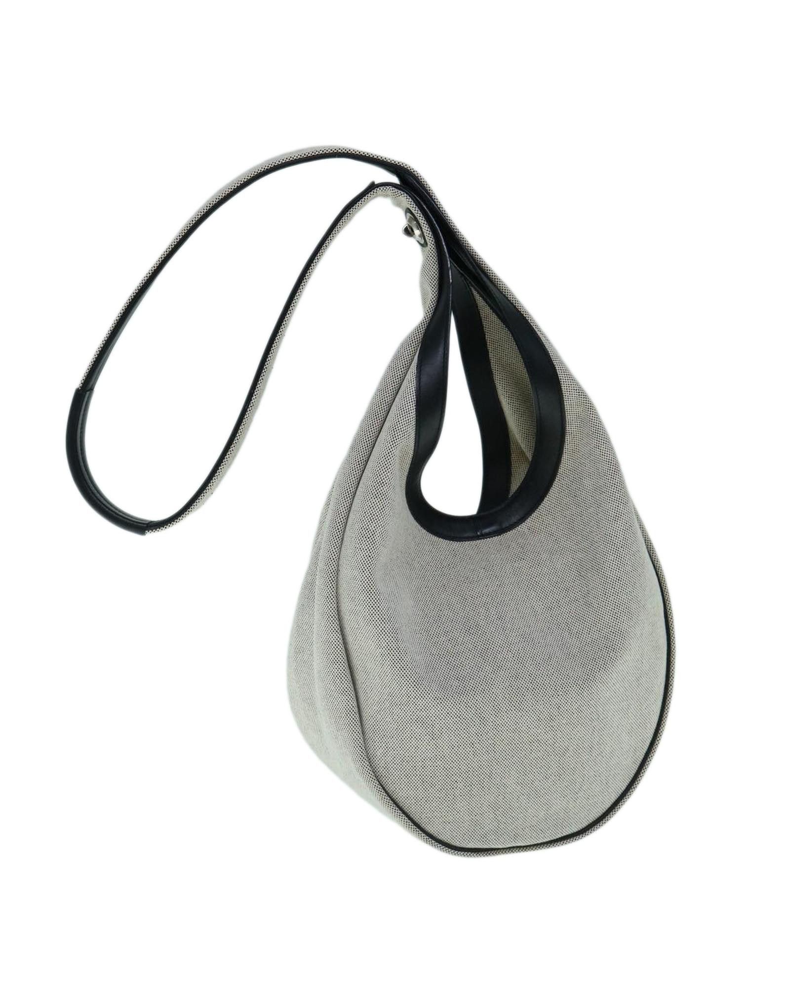 image of Hermes White Canvas Shoulder Bag With Adjustable Strap, Women's