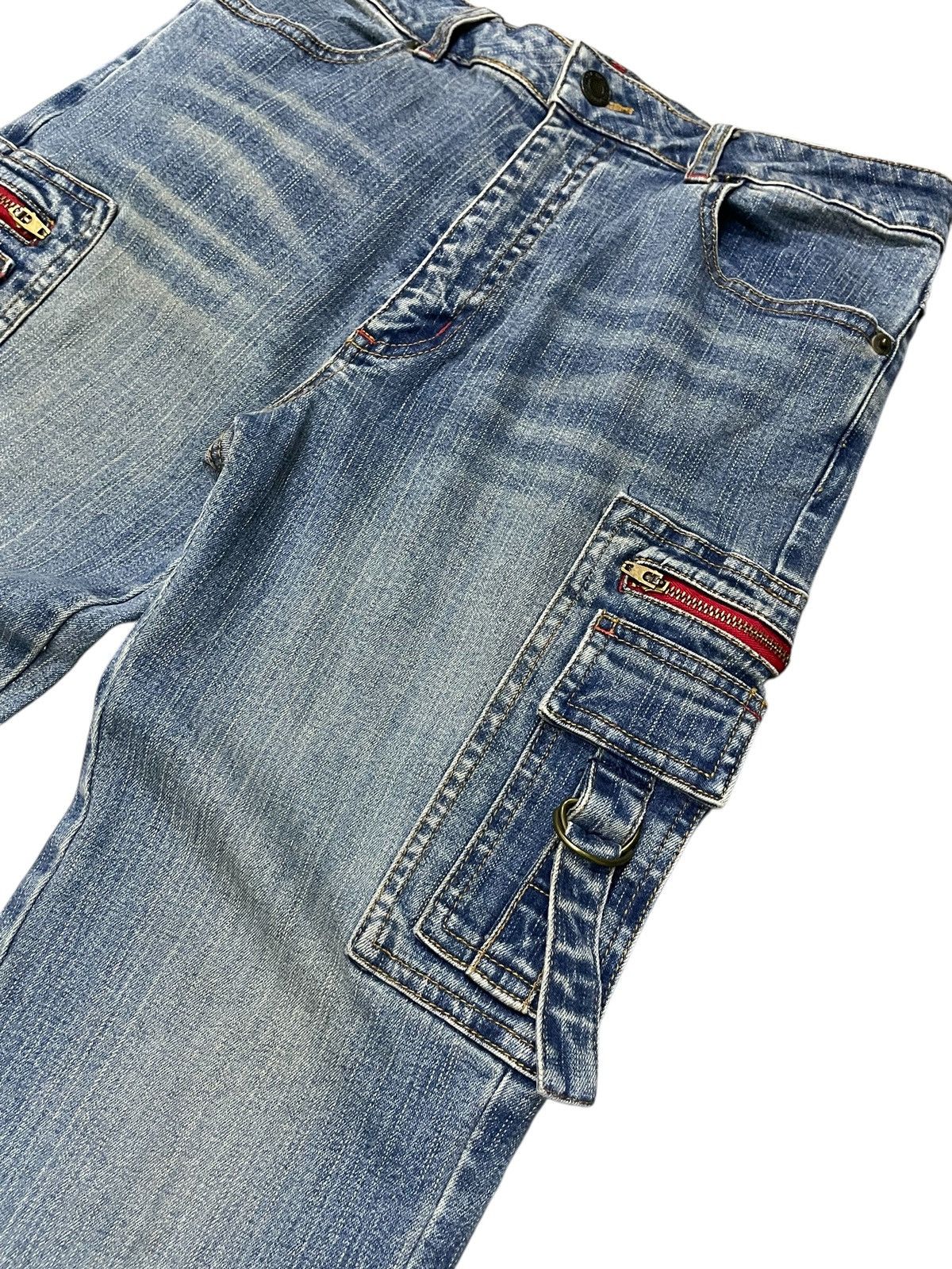 Japanese Brand × Le Grande Bleu (L.G.B.) × Tornado Mart Strech Cargo Flare Multi Pocket Jeans Size US 27 - 7 Thumbnail