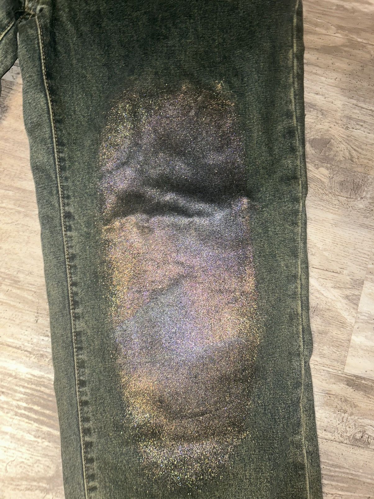Japanese Brand Slumxweirdo hologram paint Denim Size US 31 - 10 Thumbnail
