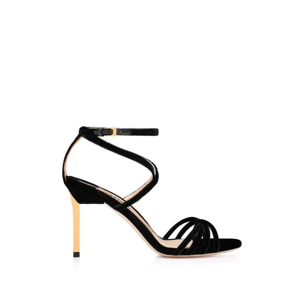 Tom Ford o1loc1c0825 W3551 Ida Velvet Sandals in Black Size US 9 / IT 39 - 1 Thumbnail