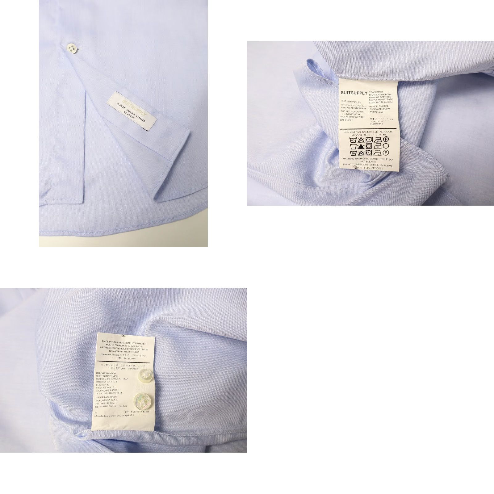 Suitsupply SUITSUPPLY Formal Shirt Men's Custom Made Extra Slim Fit Long Sleeve Blue 41/16 Size 42R - 8 Thumbnail