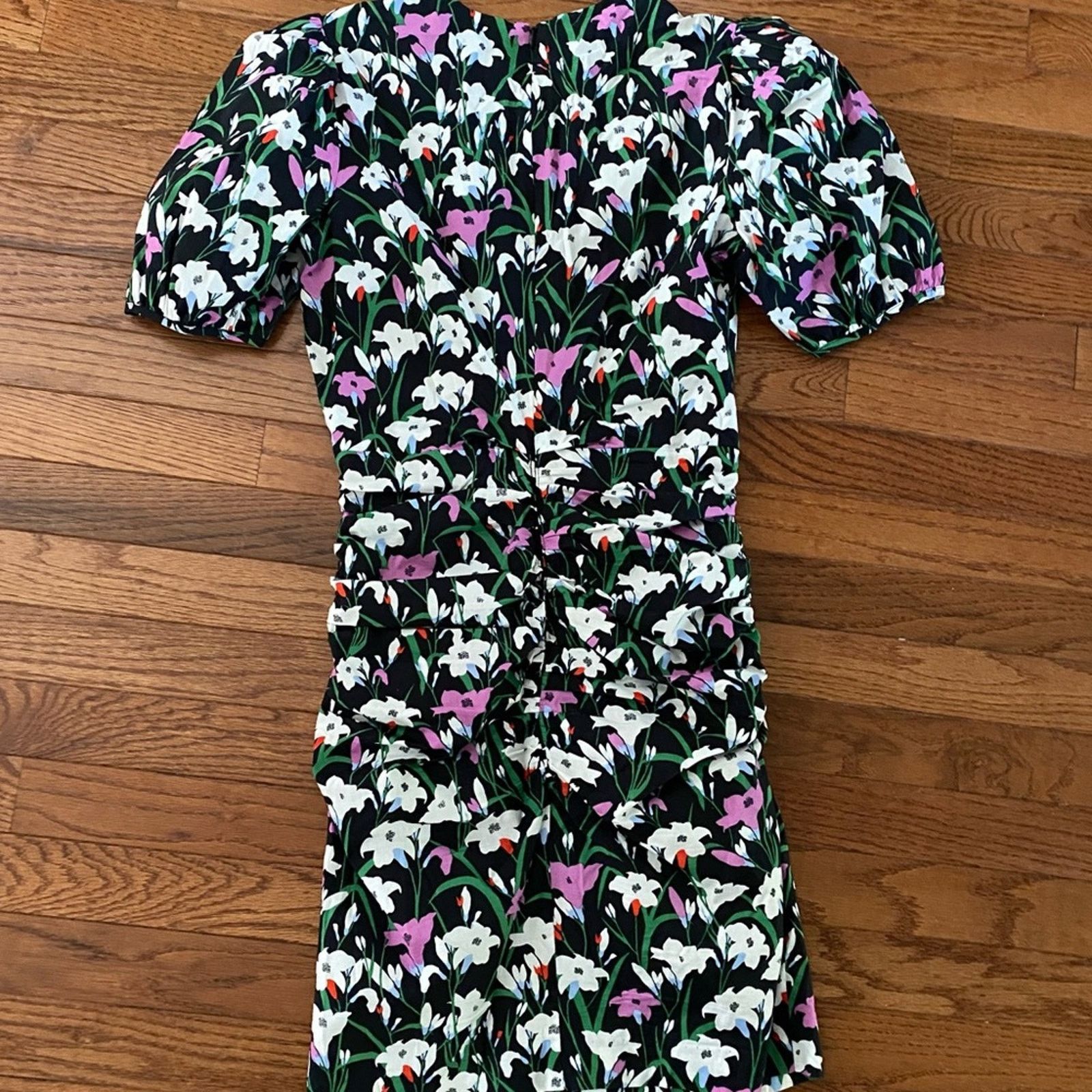 Veronica Beard Veronica Beard $495 Janis Floral Ruched Mini Dress Black 2 Size XS / US 0-2 / IT 36-38 - 11 Thumbnail