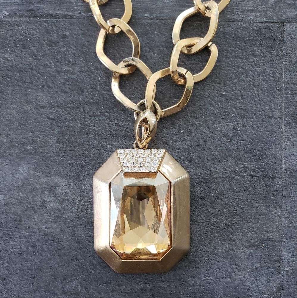 Designer Champagne Octagon Pendant Classic Necklace Size ONE SIZE - 3 Thumbnail