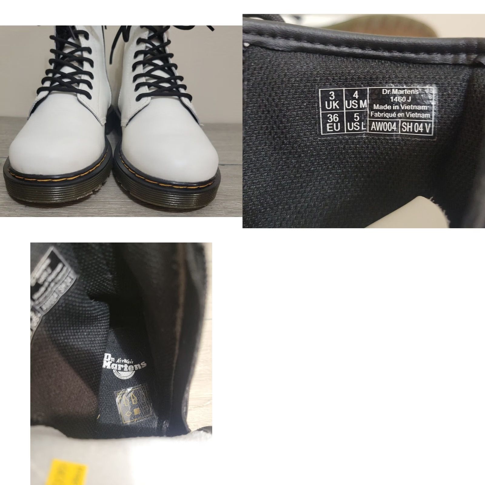 Dr. Martens Dr. Martens 1460 J Boots Women's Sz 5 White Leather Round Toe Lace Up/Zip Ankle Size US 5 / IT 35 - 8 Thumbnail