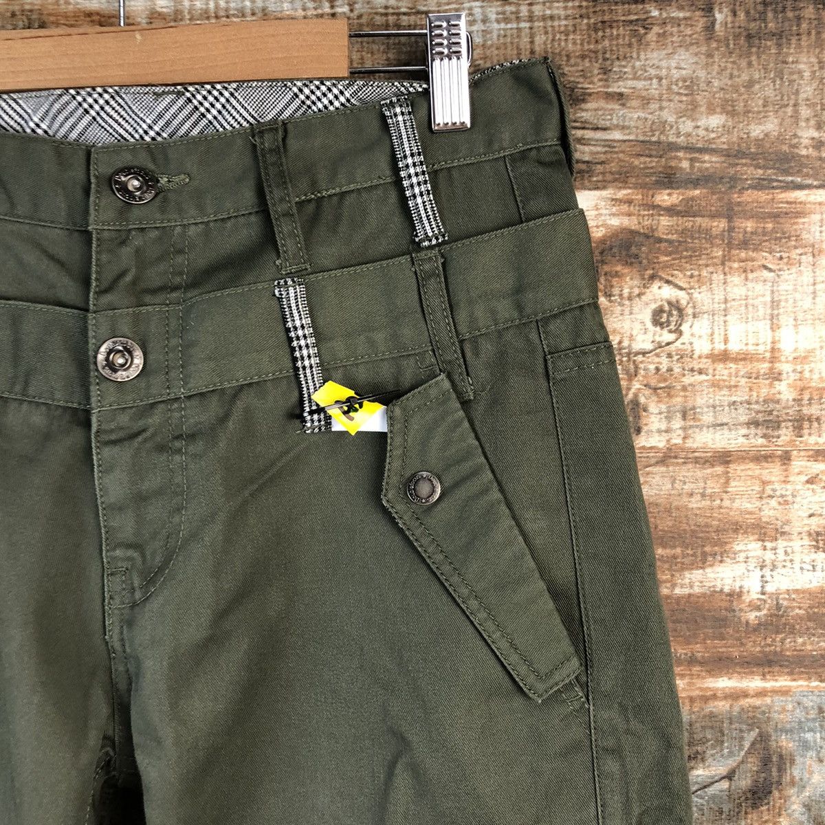 Japanese Brand DL Double Focus Green utility Cargo Multipocket Pants #A2544 Size US 29 - 8 Thumbnail