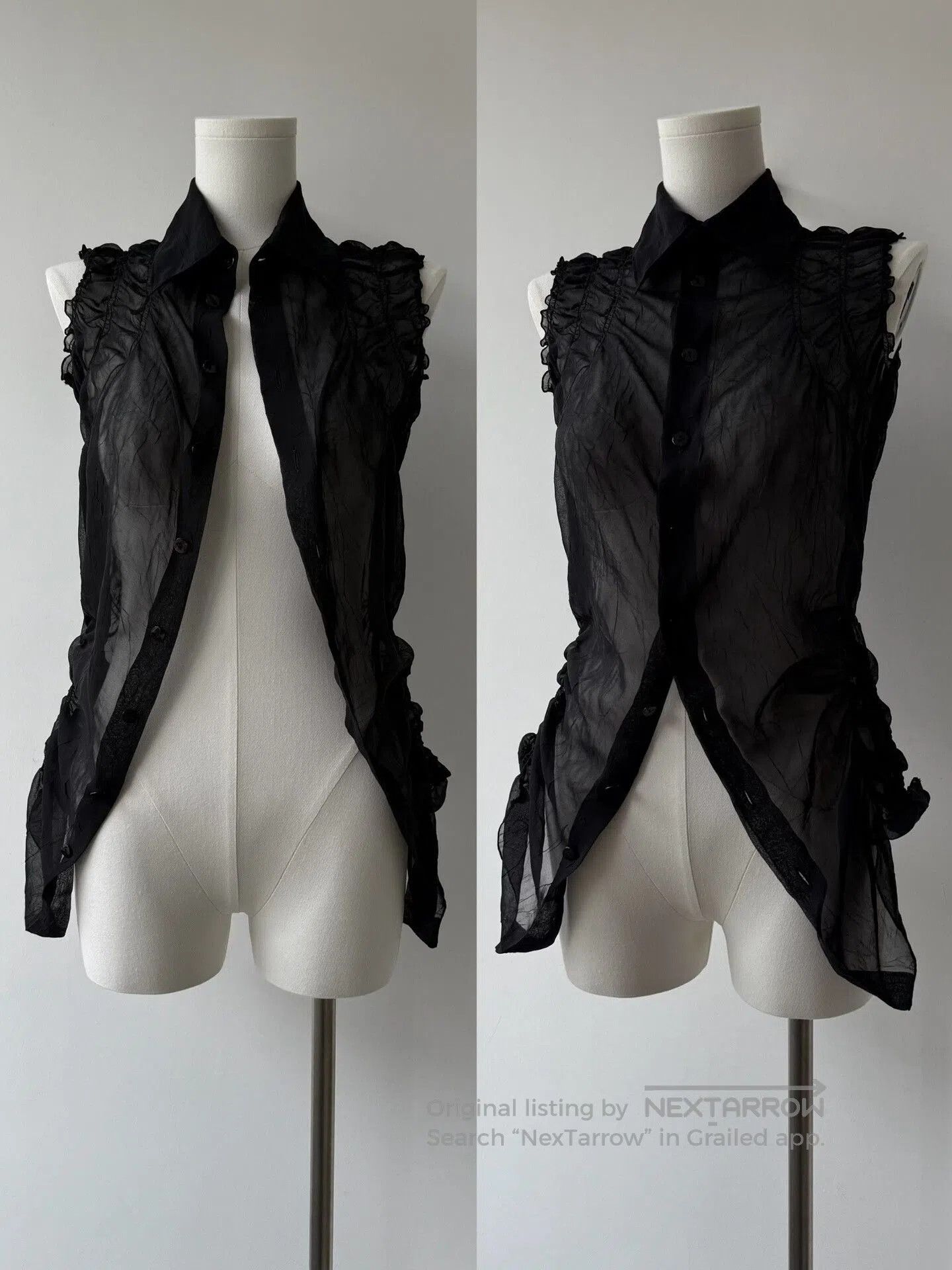 Jean Paul Gaultier Jean Paul Gaultier Sheer Black Sleeveless Top. Size S / US 4 / IT 40 - 8 Thumbnail