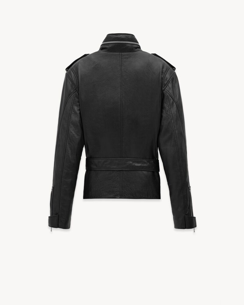 Saint Laurent Paris o1b1hav111125 Short Jacket in Lambskin in Black Size S / US 4 / IT 40 - 3 Thumbnail