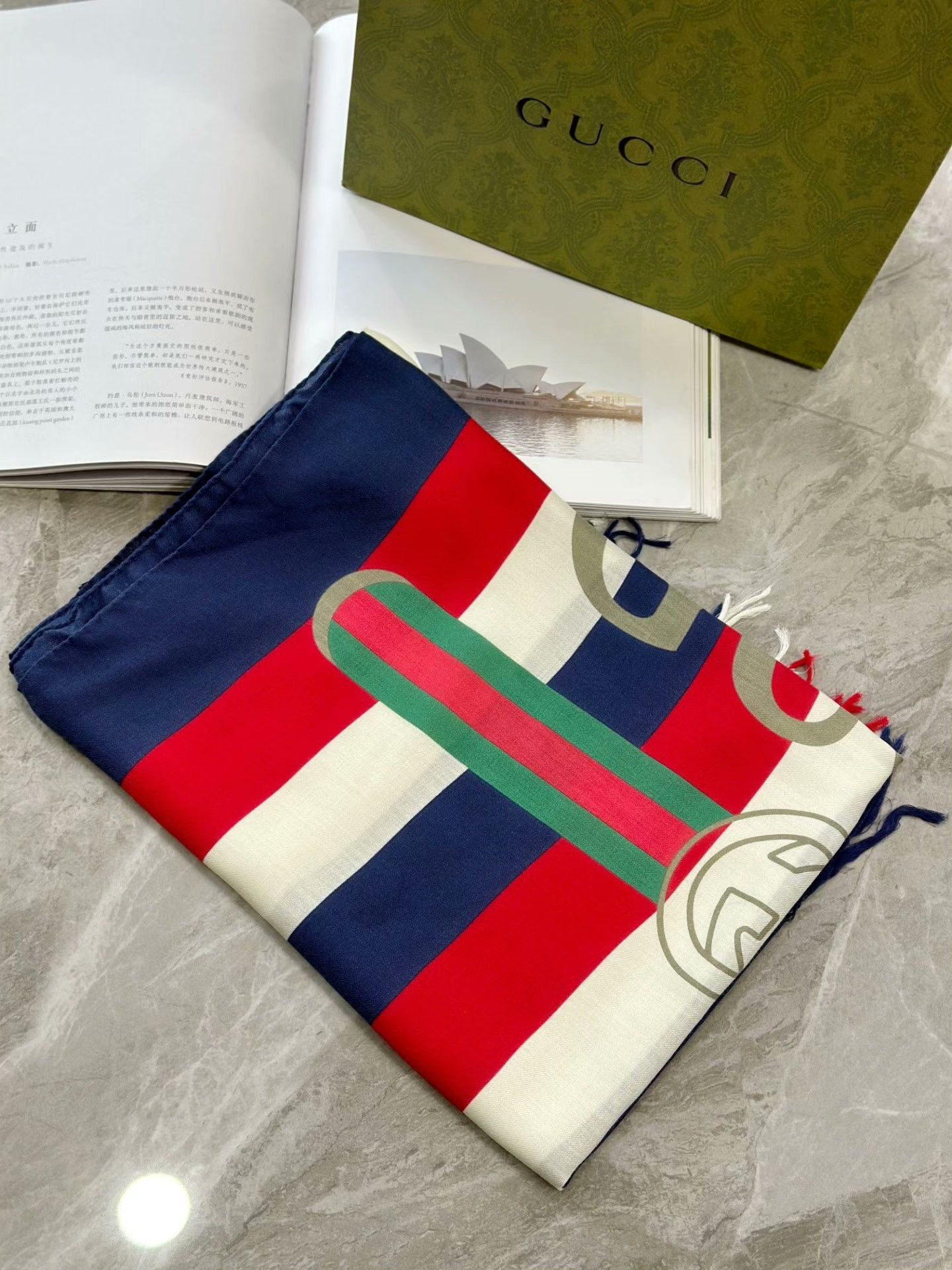 Gucci Gucci Colorblock Casual Long Silk Scarf Size ONE SIZE - 1 Thumbnail