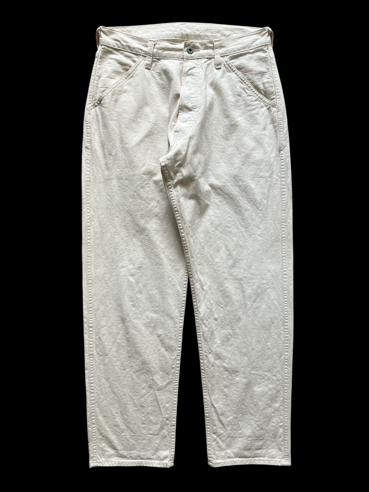 Evisu 2000s Evisu Daicock Single Pocket Off White Jeans Size US 33 - 3 Thumbnail