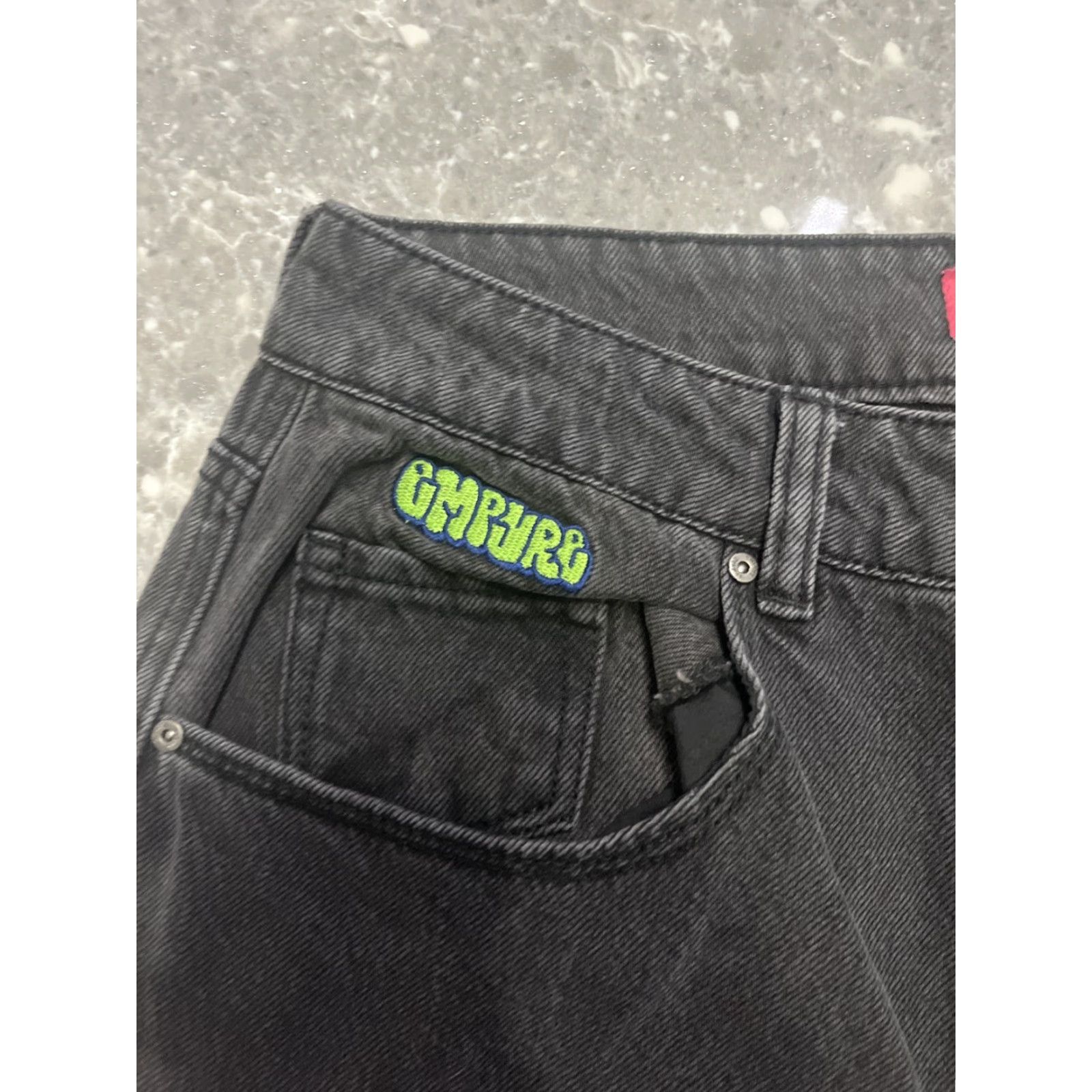 Empyre Empyre Jeans Womens 11 Black Tori Denim High Rise Baggy Skater 34 in Inseam 32 5-Pocket Zipper Button Logo Vintage Womens Jeans Size 32" / US 10 / IT 46 - 3 Thumbnail