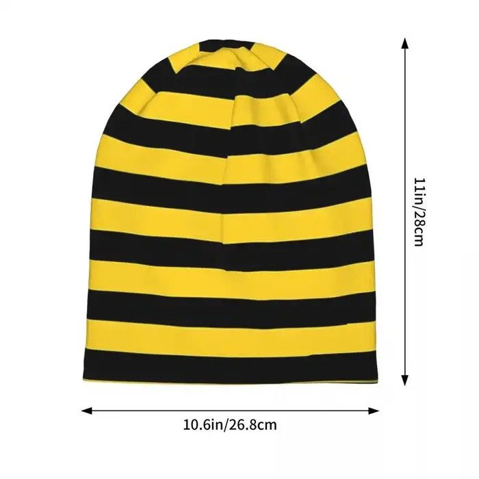Vintage Yellow And Black Honey Bee Stripes Thin Skullies Beanies Size ONE SIZE - 2 Thumbnail