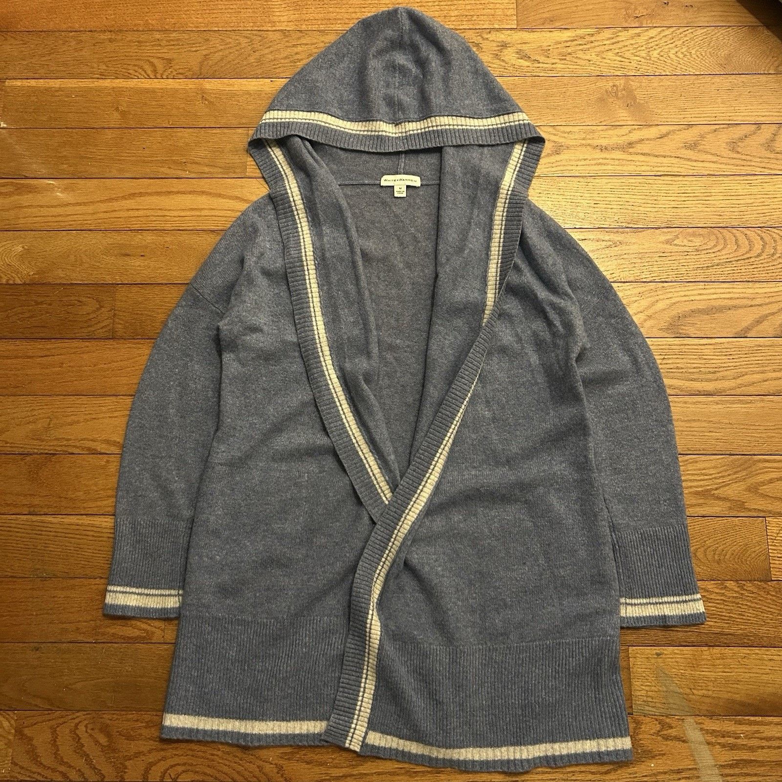 White + Warren 100% Cashmere Knit Open Face Cardigan Sweater Hooded Medium Size M / US 6-8 / IT 42-44 - 1 Thumbnail