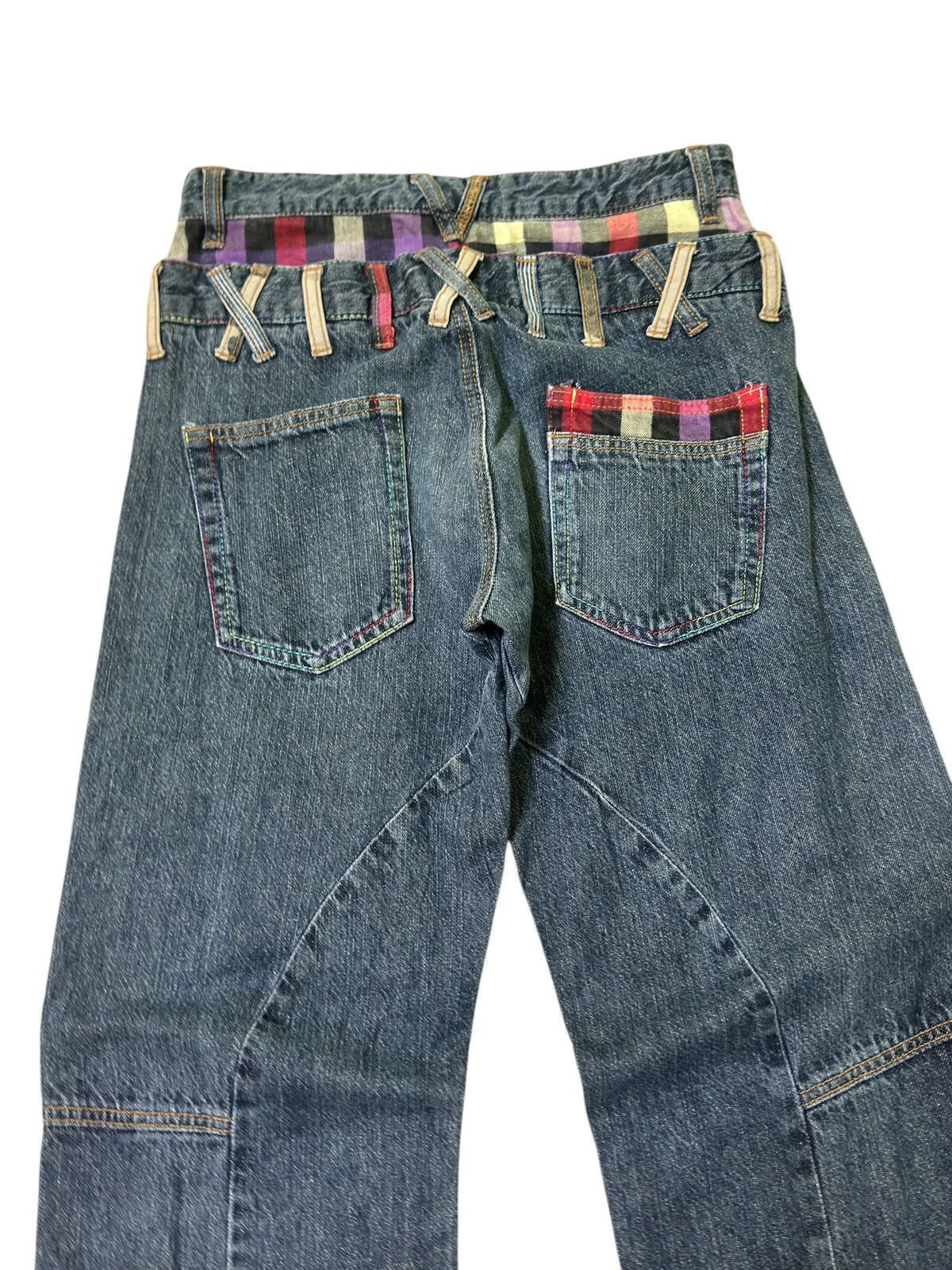Hysteric Glamour × Japanese Brand × Seditionaries DOUBLE WAIST TARTAN PLAID UNIQUE GRAPHIC DENIM PANTS Size US 27 - 10 Thumbnail