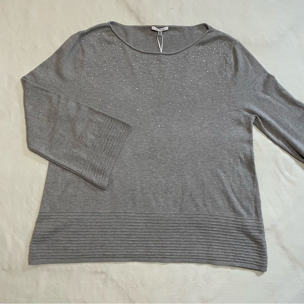 Other NWT New Villa Milano Grey Rhinestone Bell Sleeve Sweater Si Size XL / US 12-14 / IT 48-50 - 5 Thumbnail