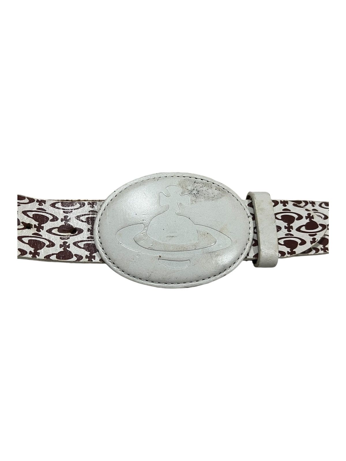 Vivienne Westwood Vintage VW Orb Logo Buckle Jacquard Monogram Leather Belt Size ONE SIZE - 5 Thumbnail