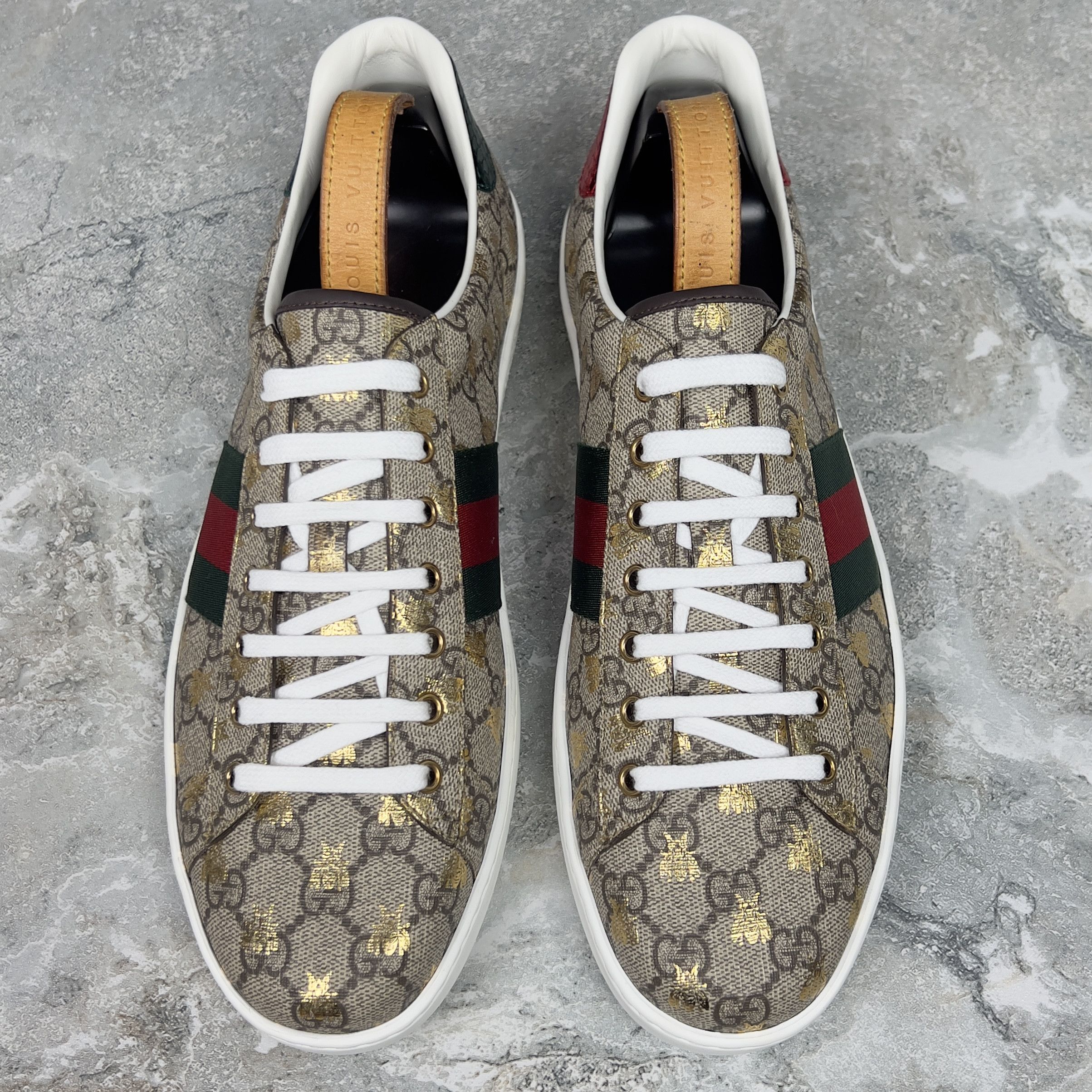 Gucci NEW Gucci ACE GG Bees Supreme Canvas Python Sneakers Leather Size US 12.5 / EU 45-46 - 3 Thumbnail