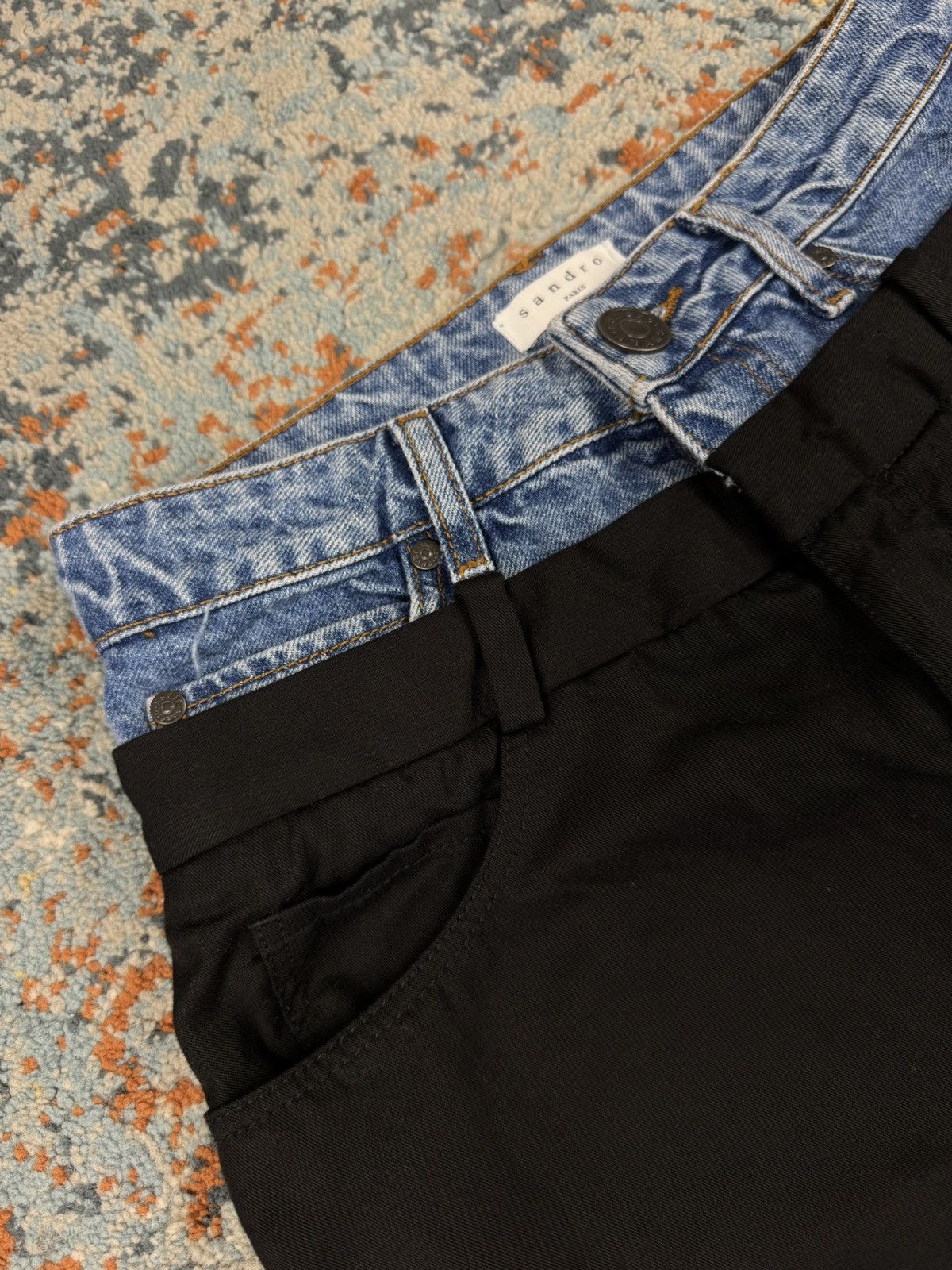 Sandro Vintage Y2K Sandro Paris trompe l'oeil layered denim skirt Size 28" / US 6 / IT 42 - 7 Thumbnail
