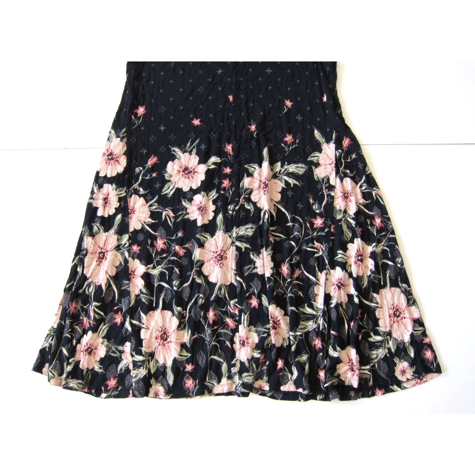 Vintage VINTAGE Style & Co Black Pink Floral Jersey Stretch Sleeveless Tunic Tank Dress PL Size L / US 10 / IT 46 - 7 Thumbnail
