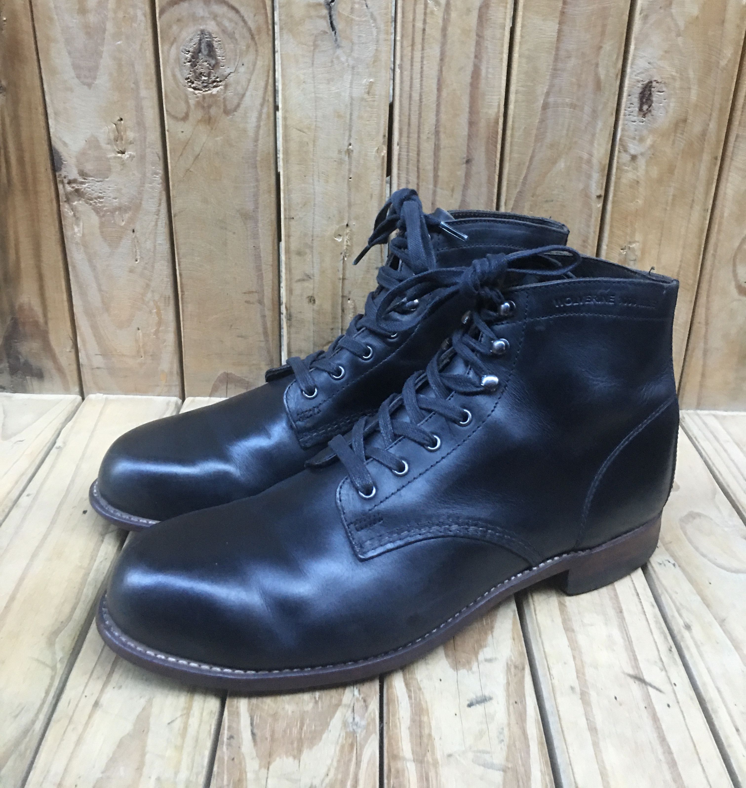 wolverine 1000 miles black leather boots sz US 12 D