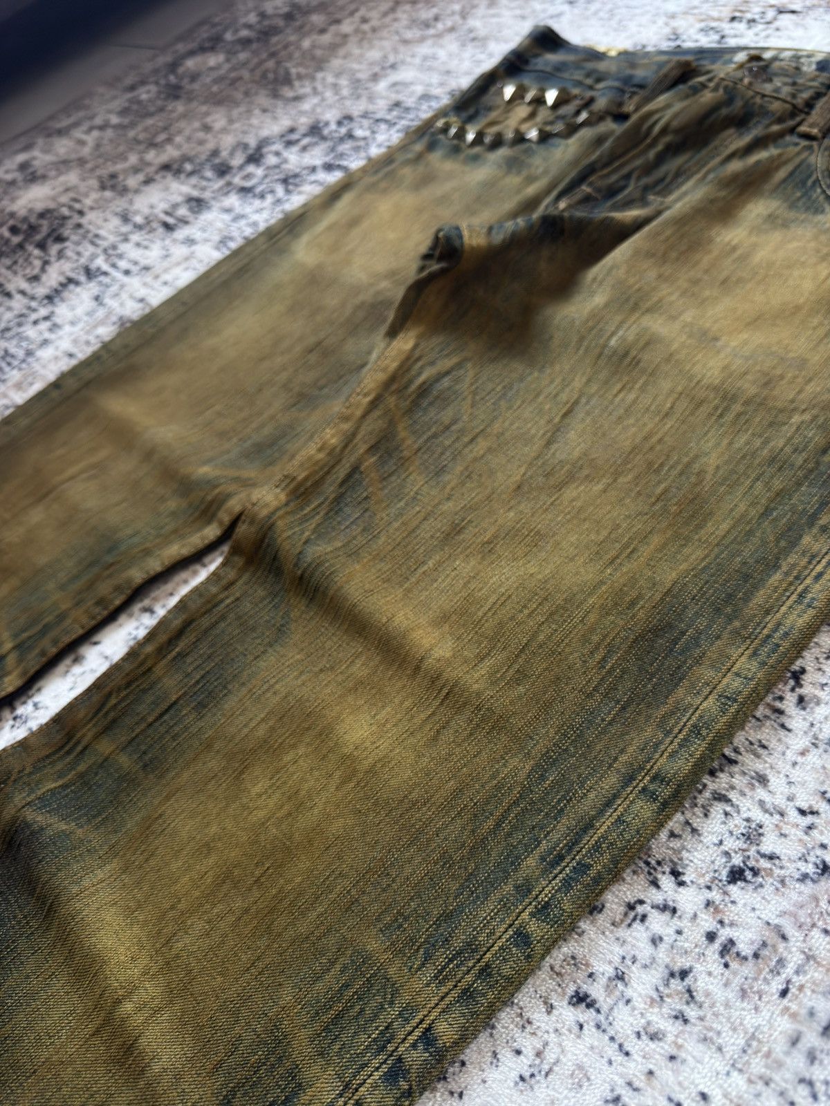 If Six Was Nine EDWIN 503 Muddy Wash Patin Fade Studded Loose Jeans Size US 32 / EU 48 - 12 Thumbnail