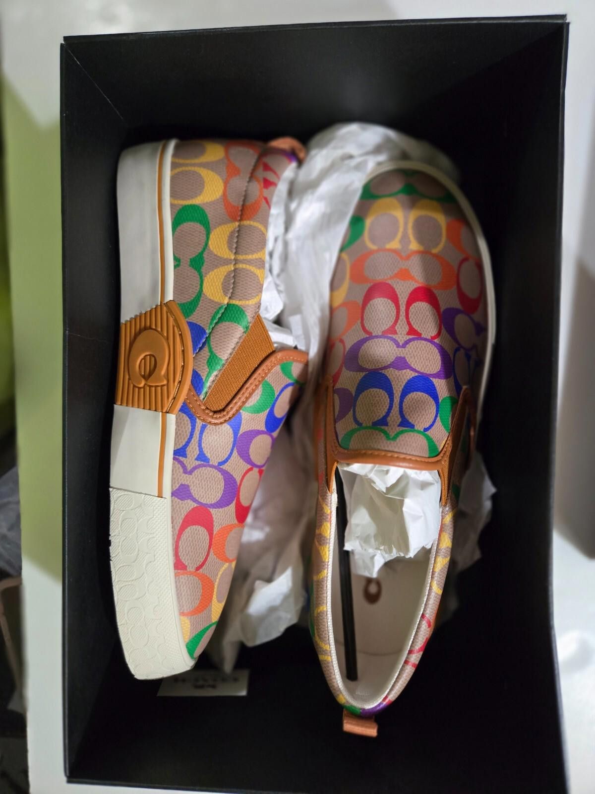 Coach Men's COACH Pride Rainbow Skate SlipOn Sneaker Tan 12 D NWT Size US 12 / EU 45 - 4 Thumbnail
