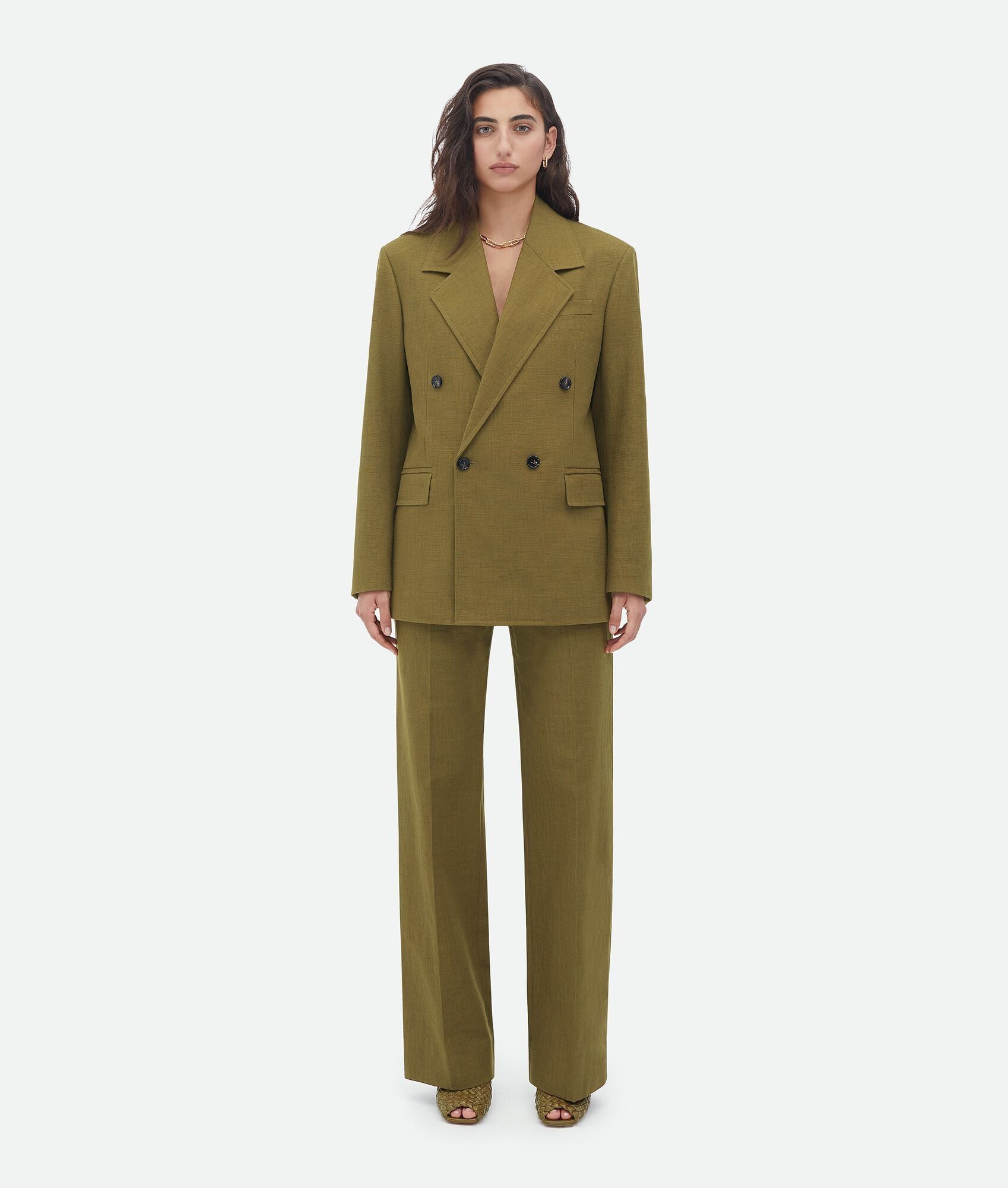 o1bcso1str0225 Textured Cotton Jacket in Olive Green