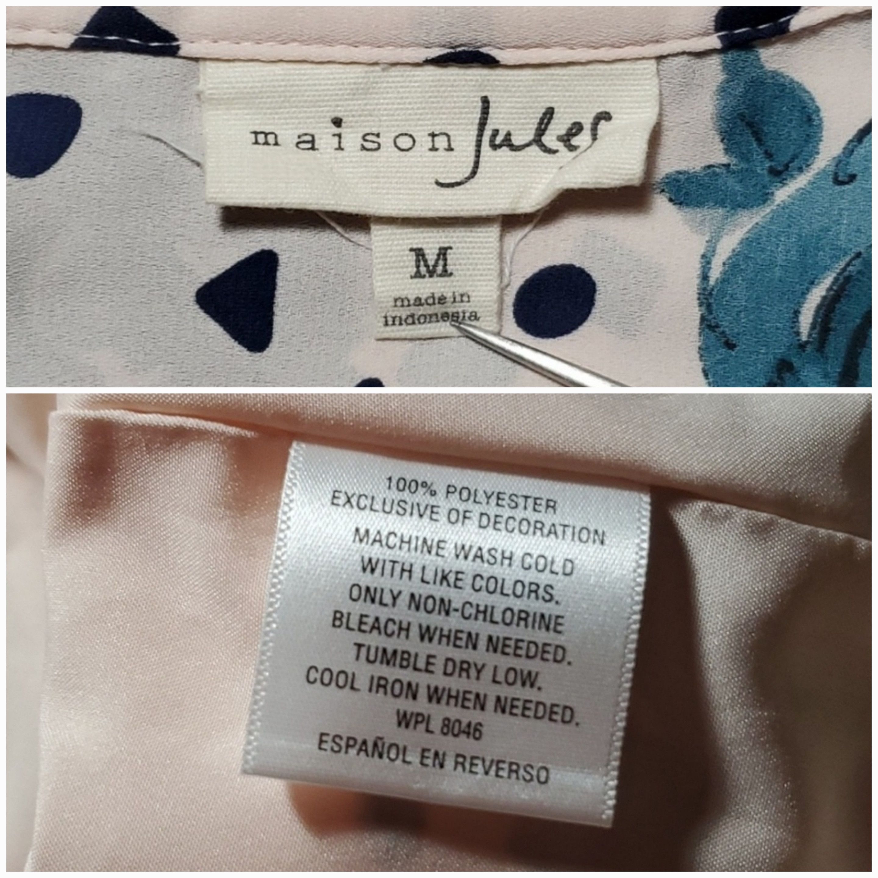 Other Maison Jules Size M Dress Blush Pink Floral Chiffon Button Size M / US 6-8 / IT 42-44 - 9 Thumbnail