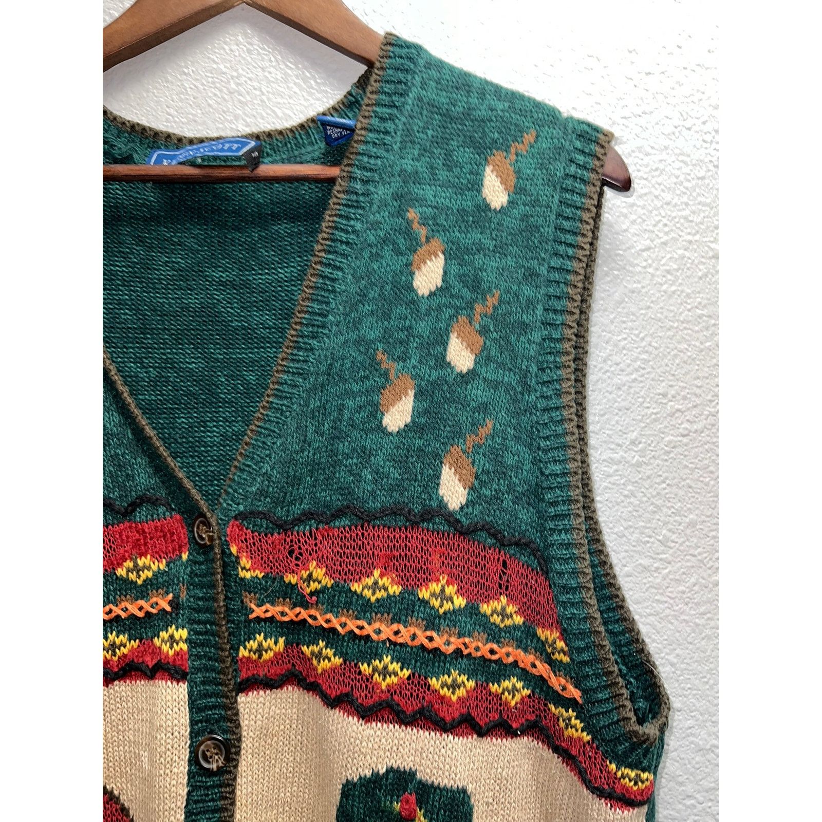 Vintage Womens Karen Scott Fall Sweater Vest Pumpkins Missing Button Size L / US 10 / IT 46 - 5 Thumbnail