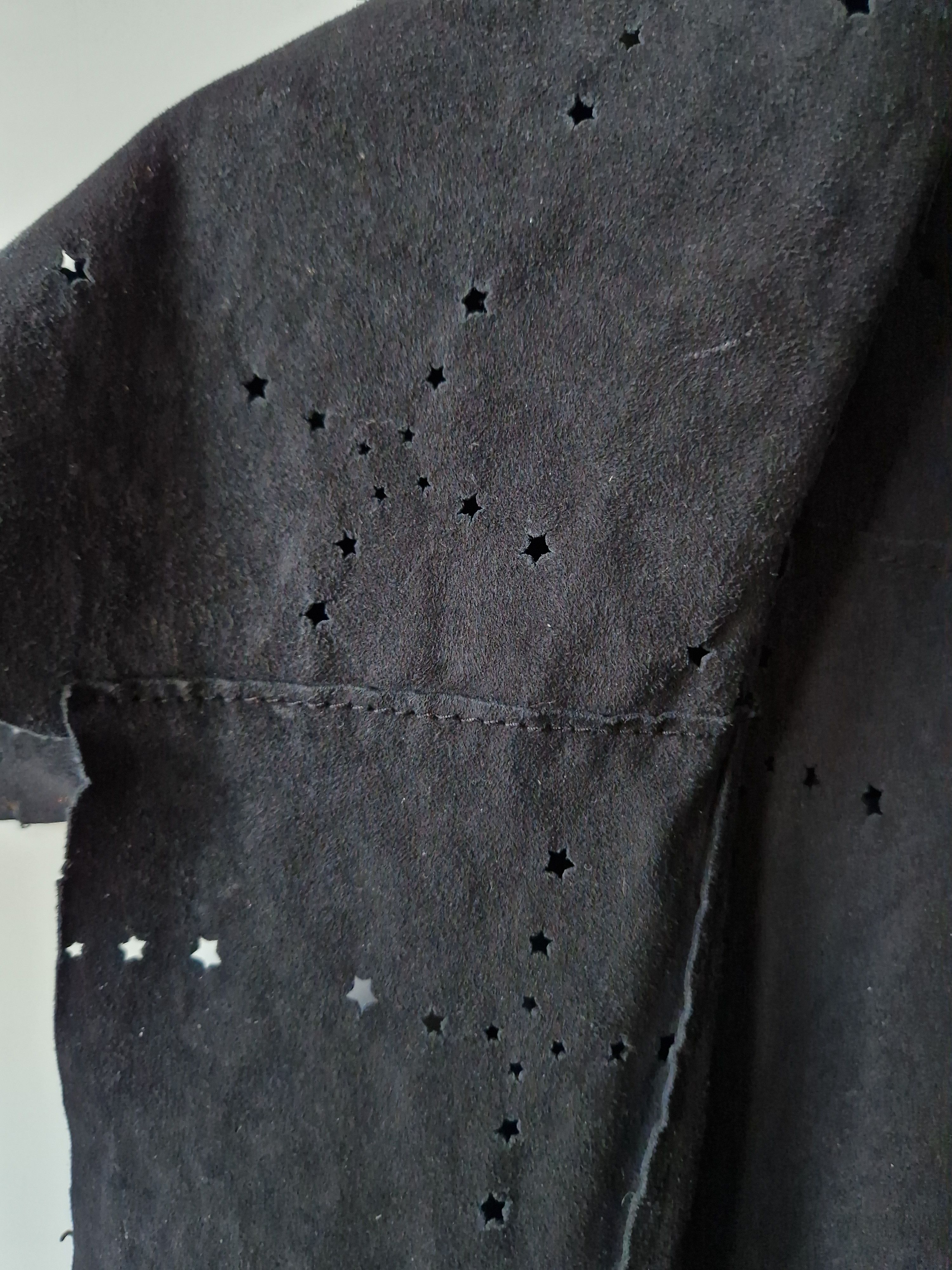 MUNTHE Leather Suede Black Vest with Stars gothic punk metal Size M / US 6-8 / IT 42-44 - 4 Thumbnail