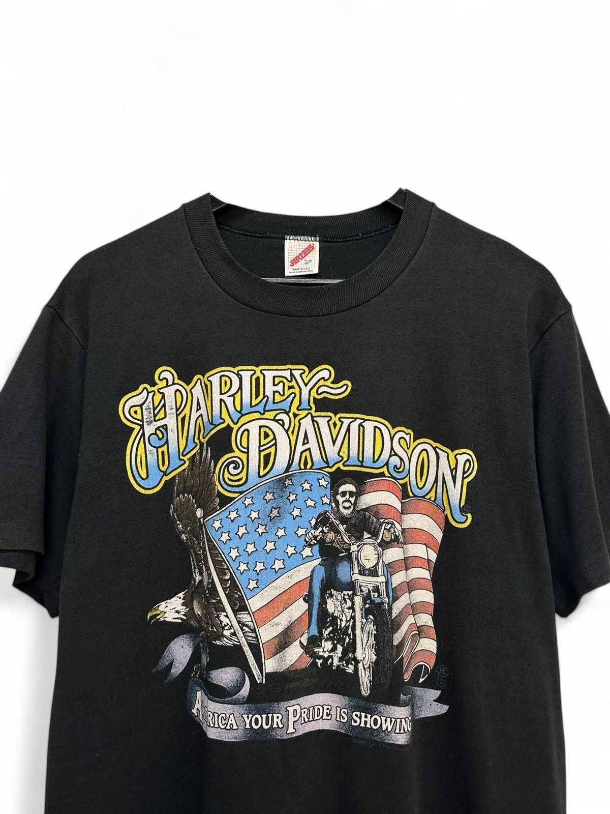 Jerzees Rare 80s Harley Davidson Vintage USA Motorcycle Graphic Tee Size US L / EU 52-54 / 3 - 2 Thumbnail