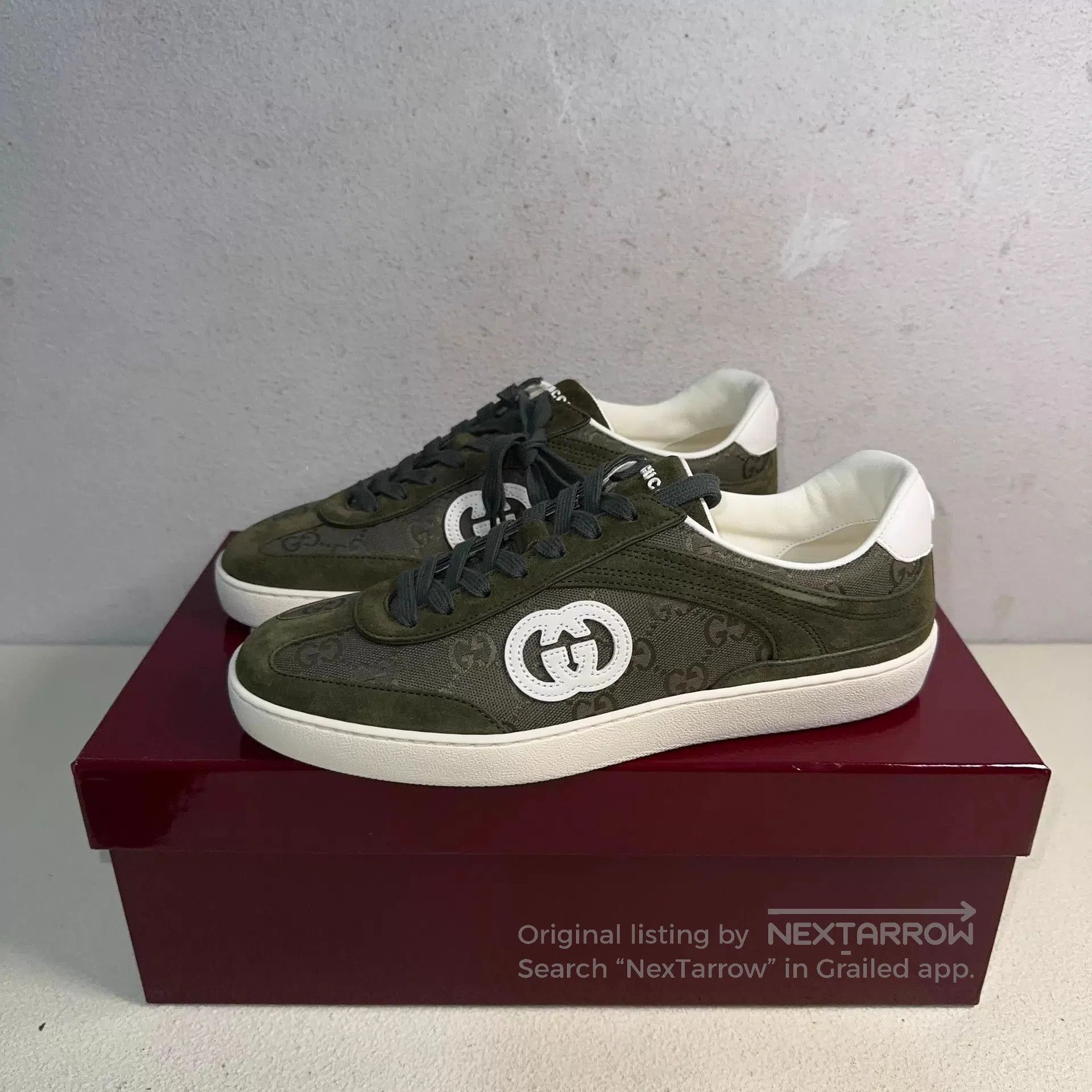 Gucci Green Low-Top Sneakers with Logo Design. Size US 8 / EU 41 - 1 Thumbnail