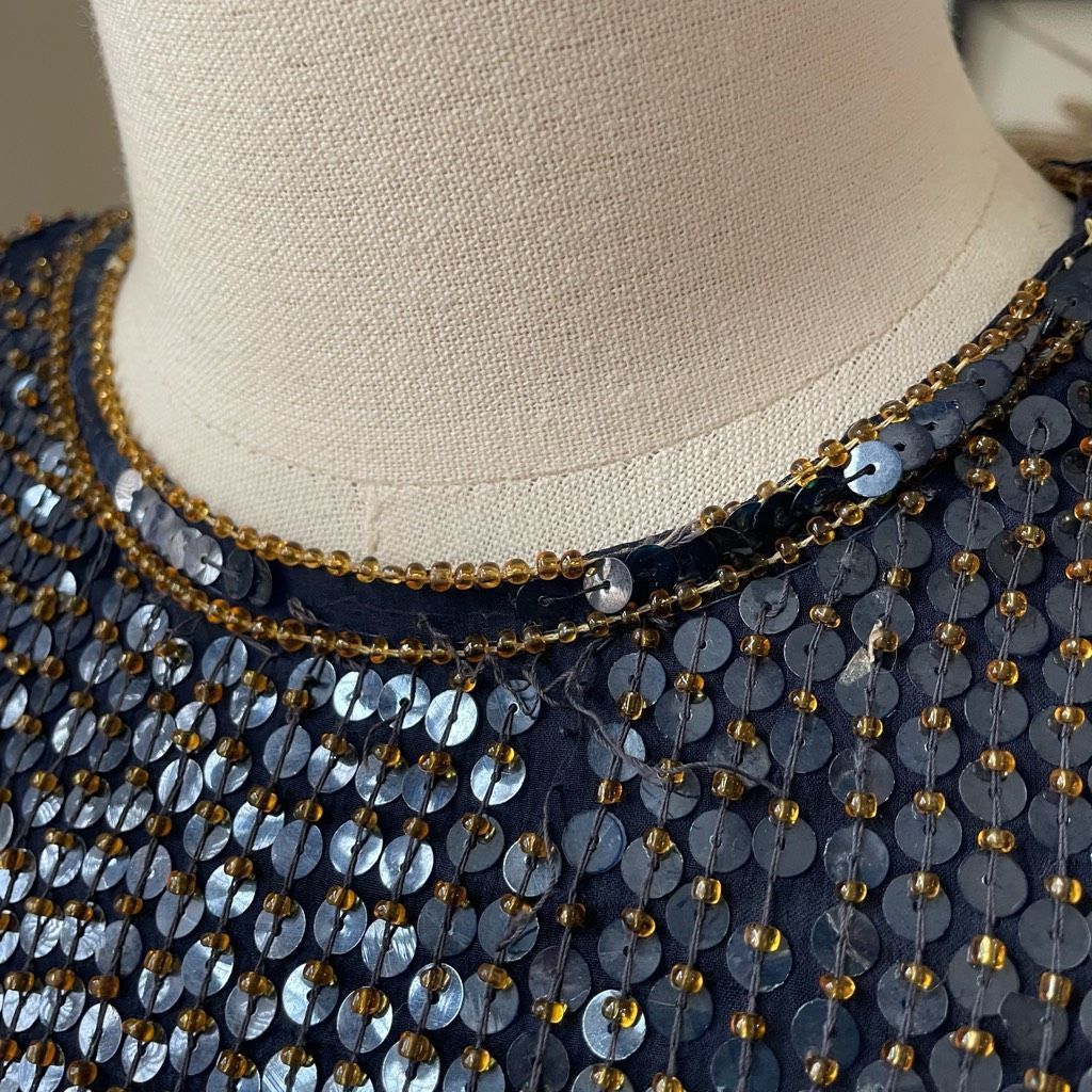 Vintage Vintage 80s 90s Modi Silk Heavily Beaded Sequin Dark Blue Am Size M / US 6-8 / IT 42-44 - 8 Thumbnail