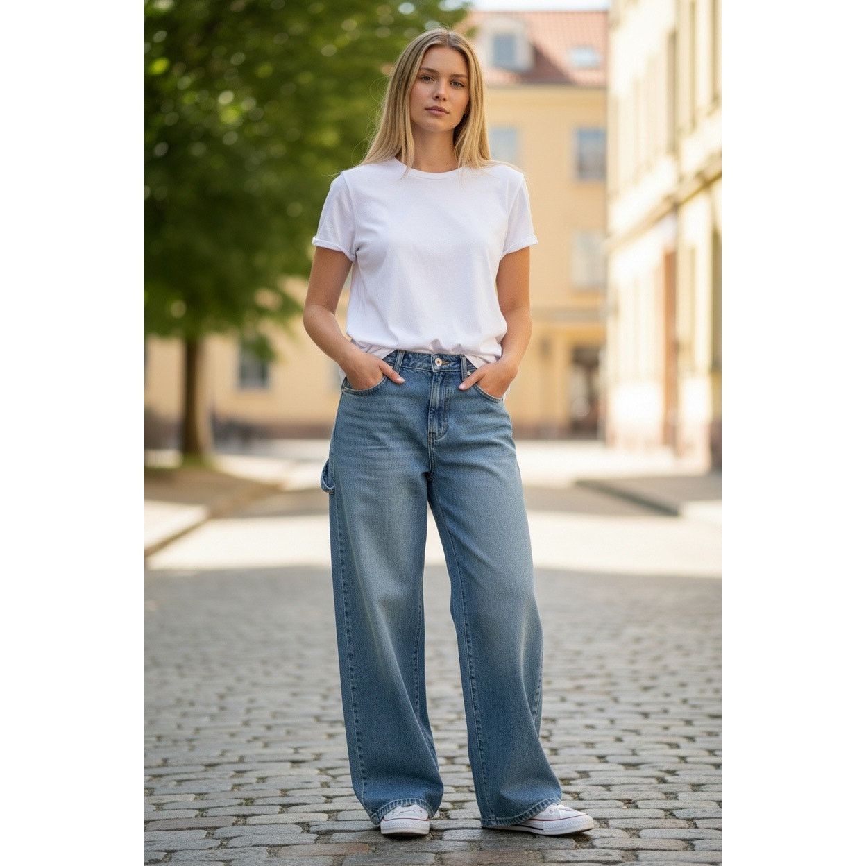 The Unbranded Brand Low-Rise Baggy Jeans Size 4/R Light Blue 4/31” Inseam Size 27" / US 4 / IT 40 - 2 Thumbnail