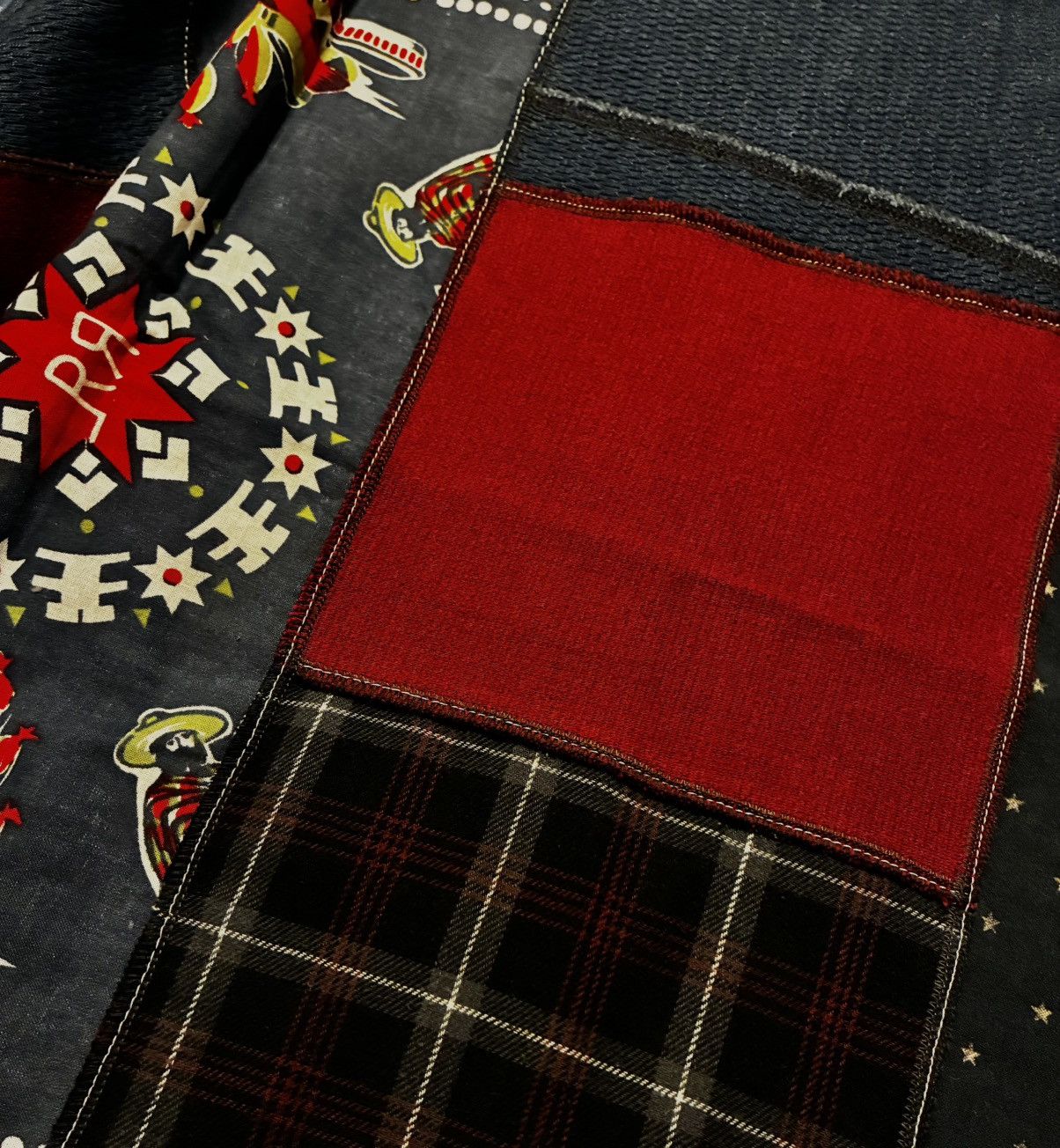 RRL Ralph Lauren CUSTOM RRL/ RL PATCHWORK SCARF (100% UPCYCLED RRL FABRIC) Size ONE SIZE - 10 Thumbnail